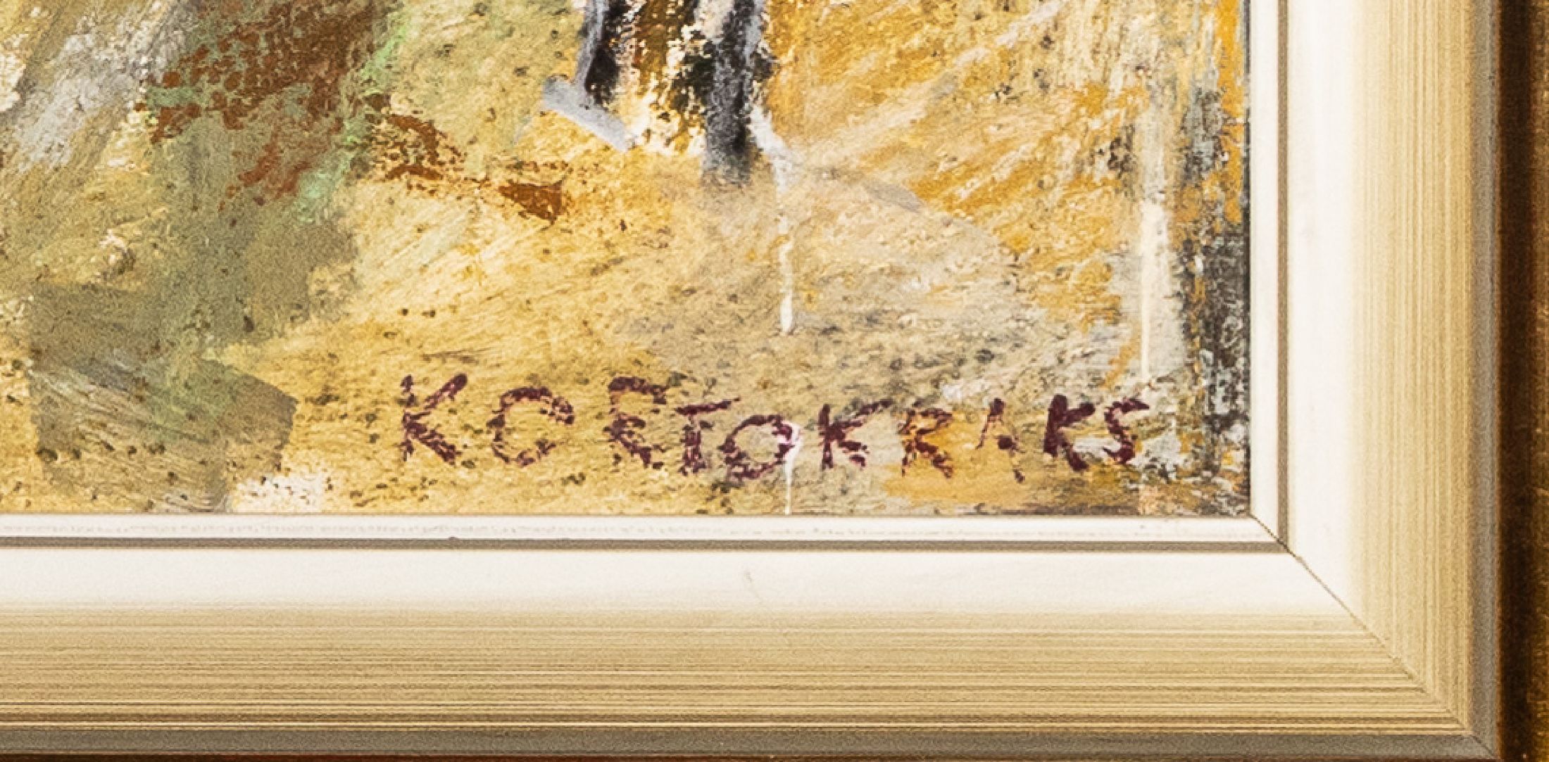 Detail a: Rudolf Kortokraks, 1928 Ludwigshafen am Rhein - 2014 Hallein, Studium an der Freien Kunstakademie Mannheim, Angler in voralpiner Landschaft, ...