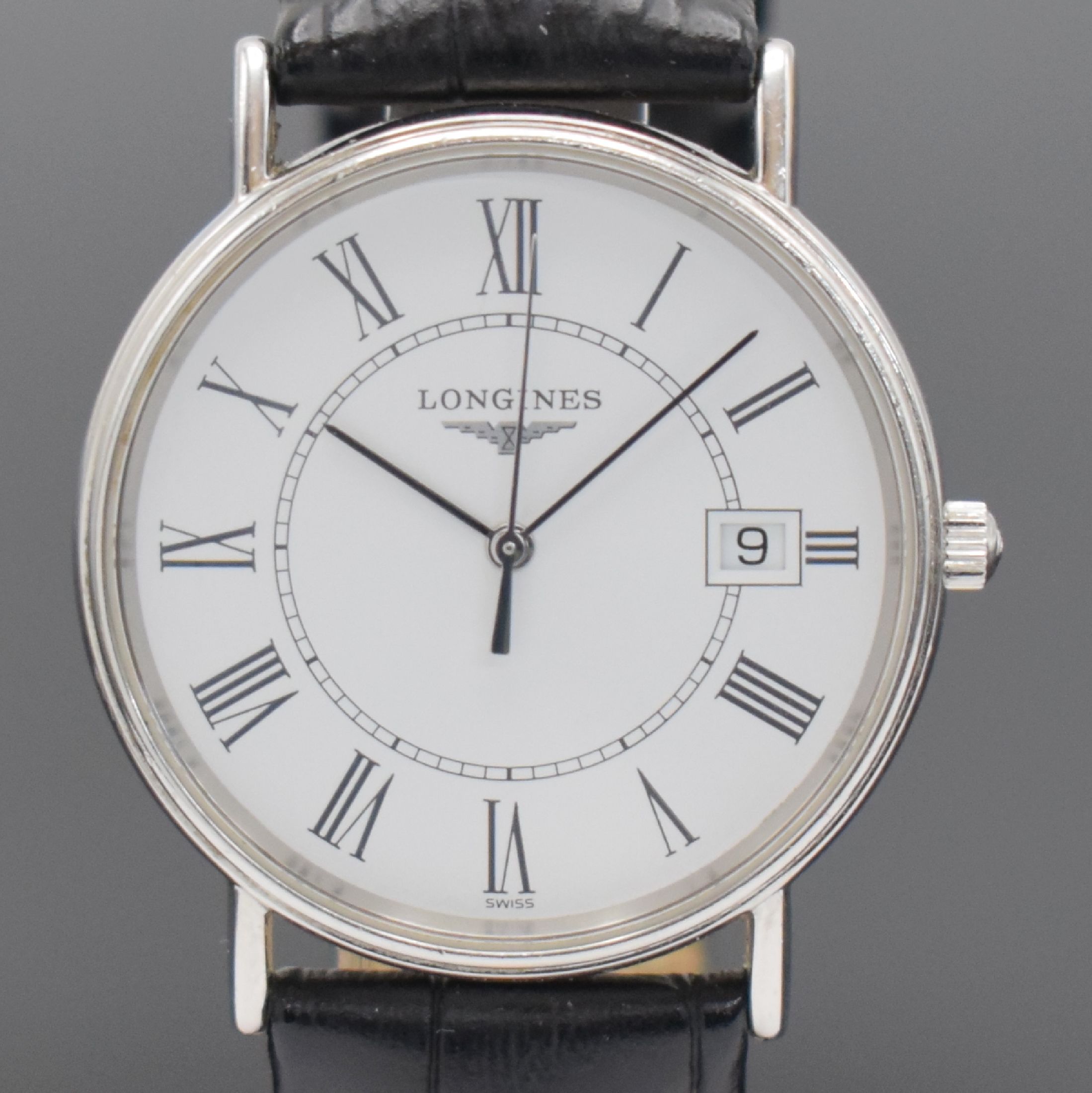Detail a: LONGINES Présence Damenarmbanduhr in Stahl Referenz L4.720.4, Schweiz verk. lt. beil. Garantie 12/2012, quarz, neutr. Lederband m. orig. Dornschl., ...