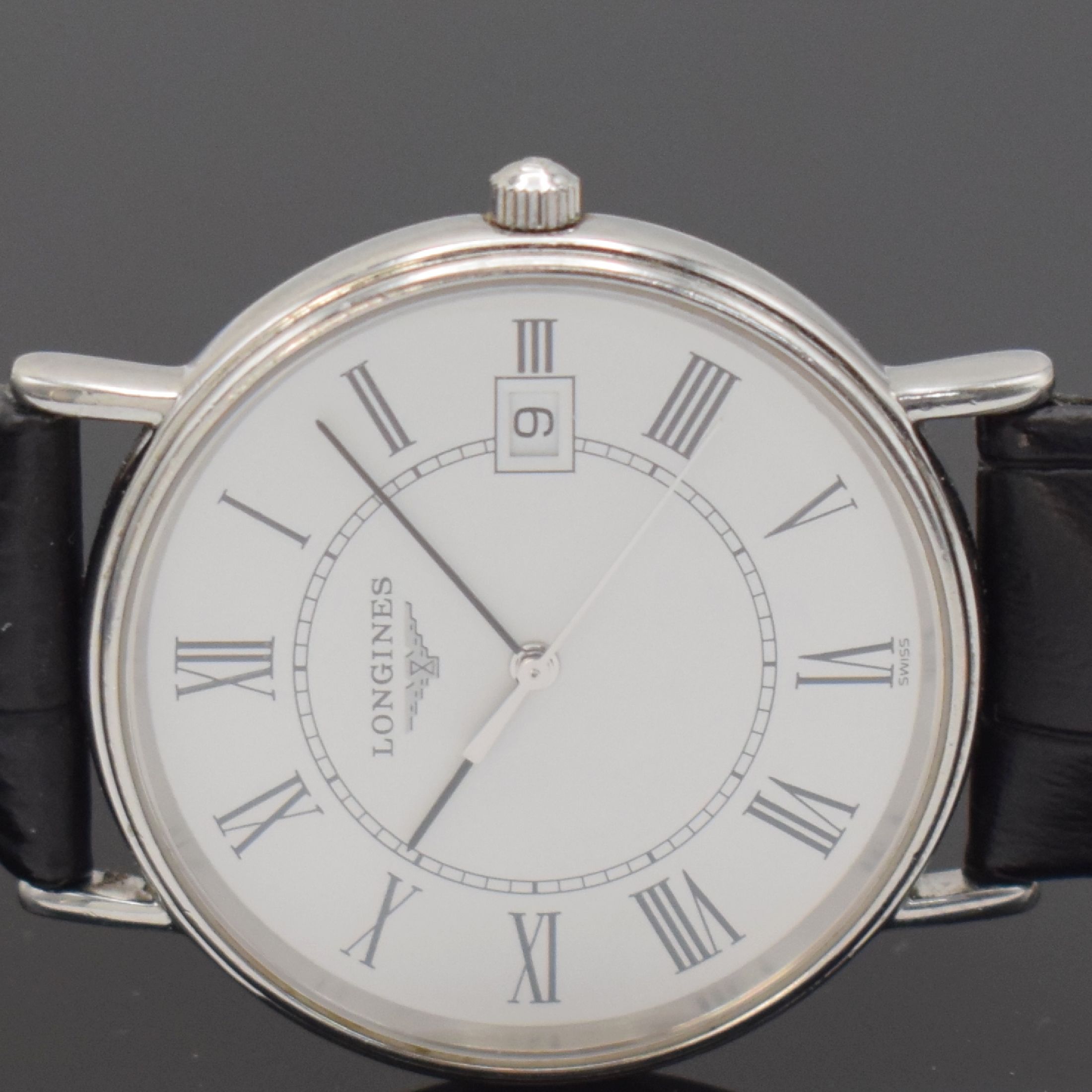 Detail b: LONGINES Présence Damenarmbanduhr in Stahl Referenz L4.720.4, Schweiz verk. lt. beil. Garantie 12/2012, quarz, neutr. Lederband m. orig. Dornschl., ...