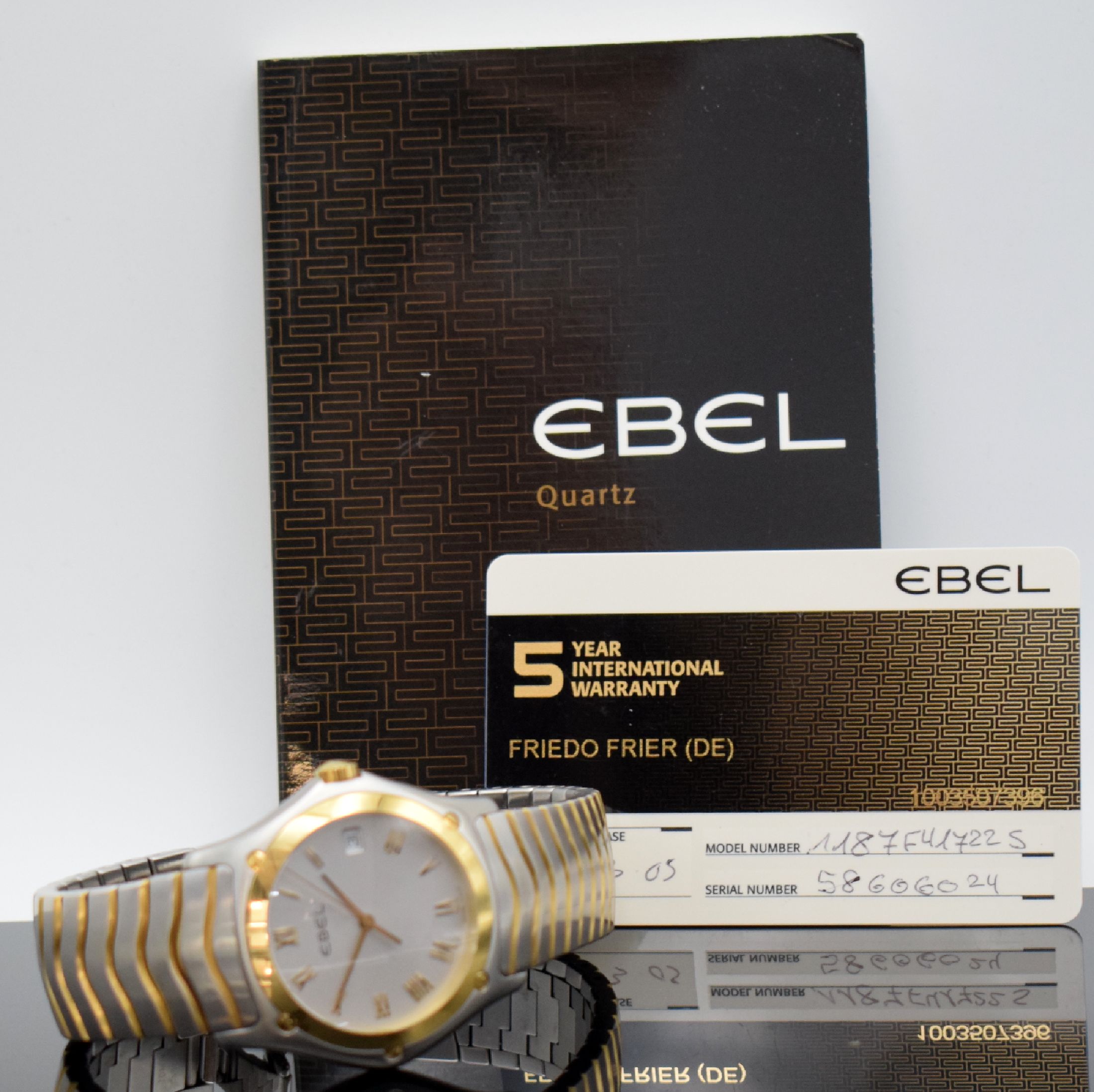 Detail f: EBEL Classic Wave Herrenarmbanduhr Referenz 1187F41, Schweiz verk. lt. beil. Pap. 03/2005, quarz, Edelstahl/Gold komb. inkl. Gliederband m. dopp. ...