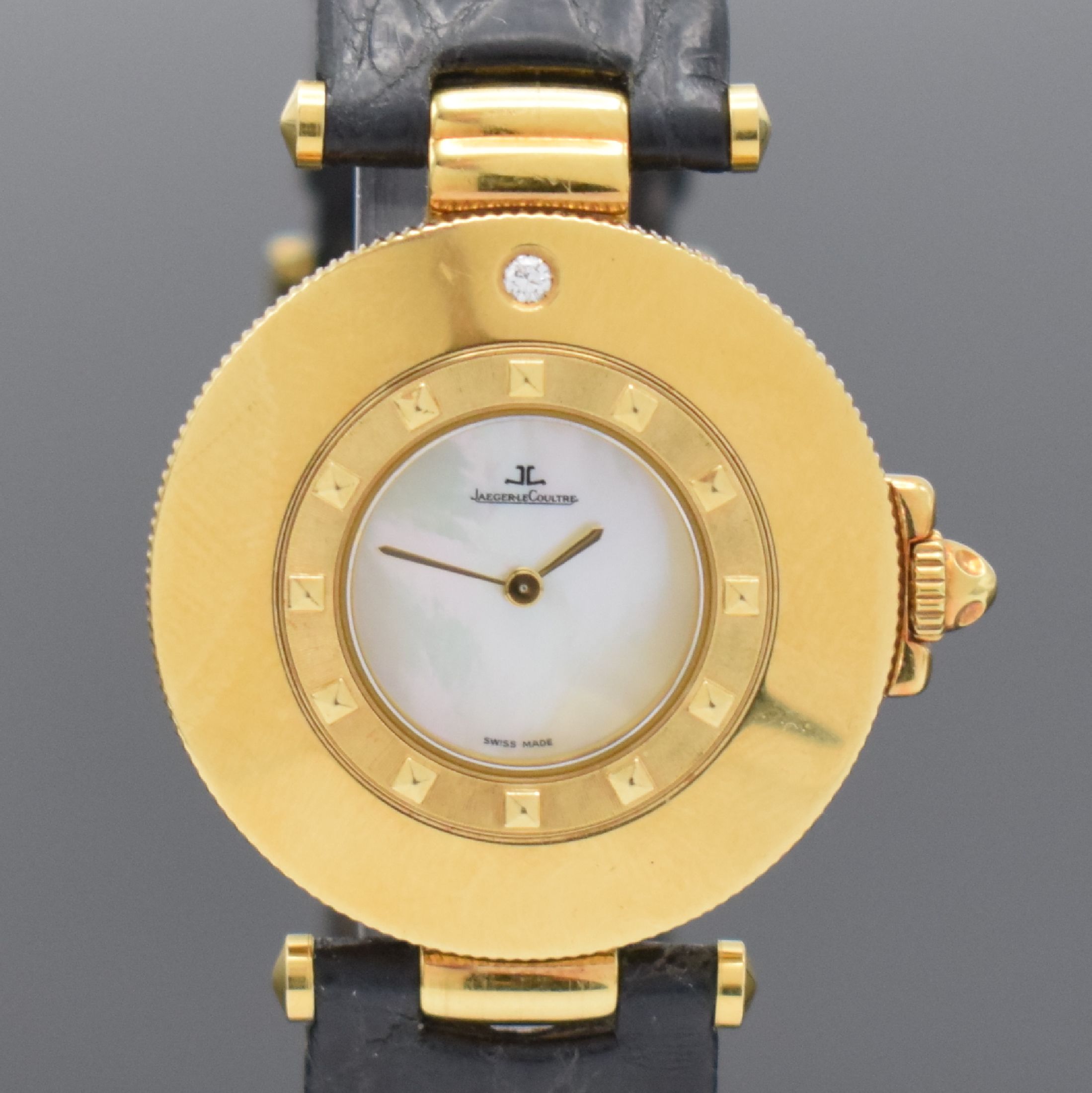 Detail a: Jaeger-LeCoultre Rendez-Vous Damenarmbanduhr in GG 750/000, Schweiz verk. lt. beil. Garantie 12/1991, quarz, orig. Lederband m. verg. Dornschl., ...