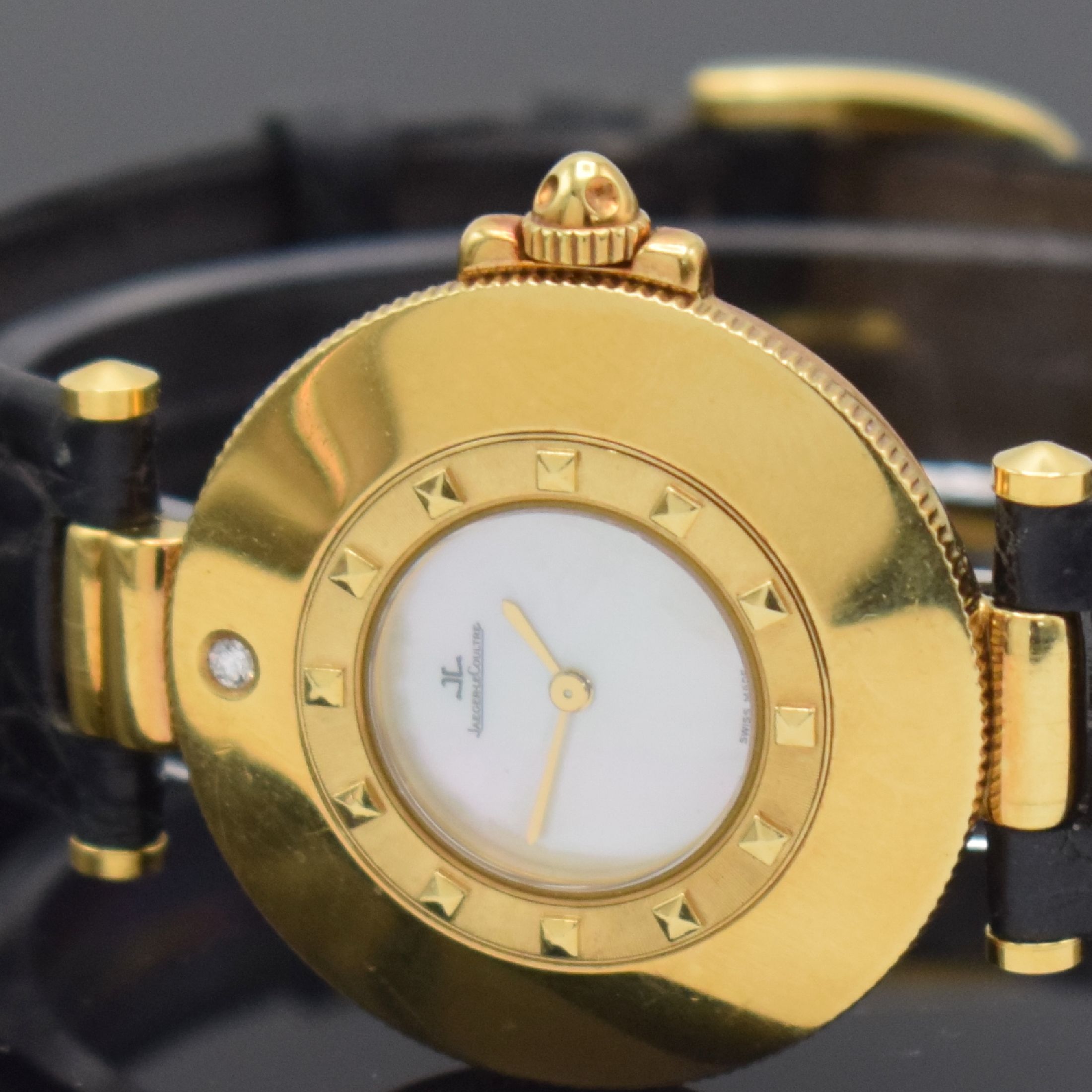 Detail b: Jaeger-LeCoultre Rendez-Vous Damenarmbanduhr in GG 750/000, Schweiz verk. lt. beil. Garantie 12/1991, quarz, orig. Lederband m. verg. Dornschl., ...