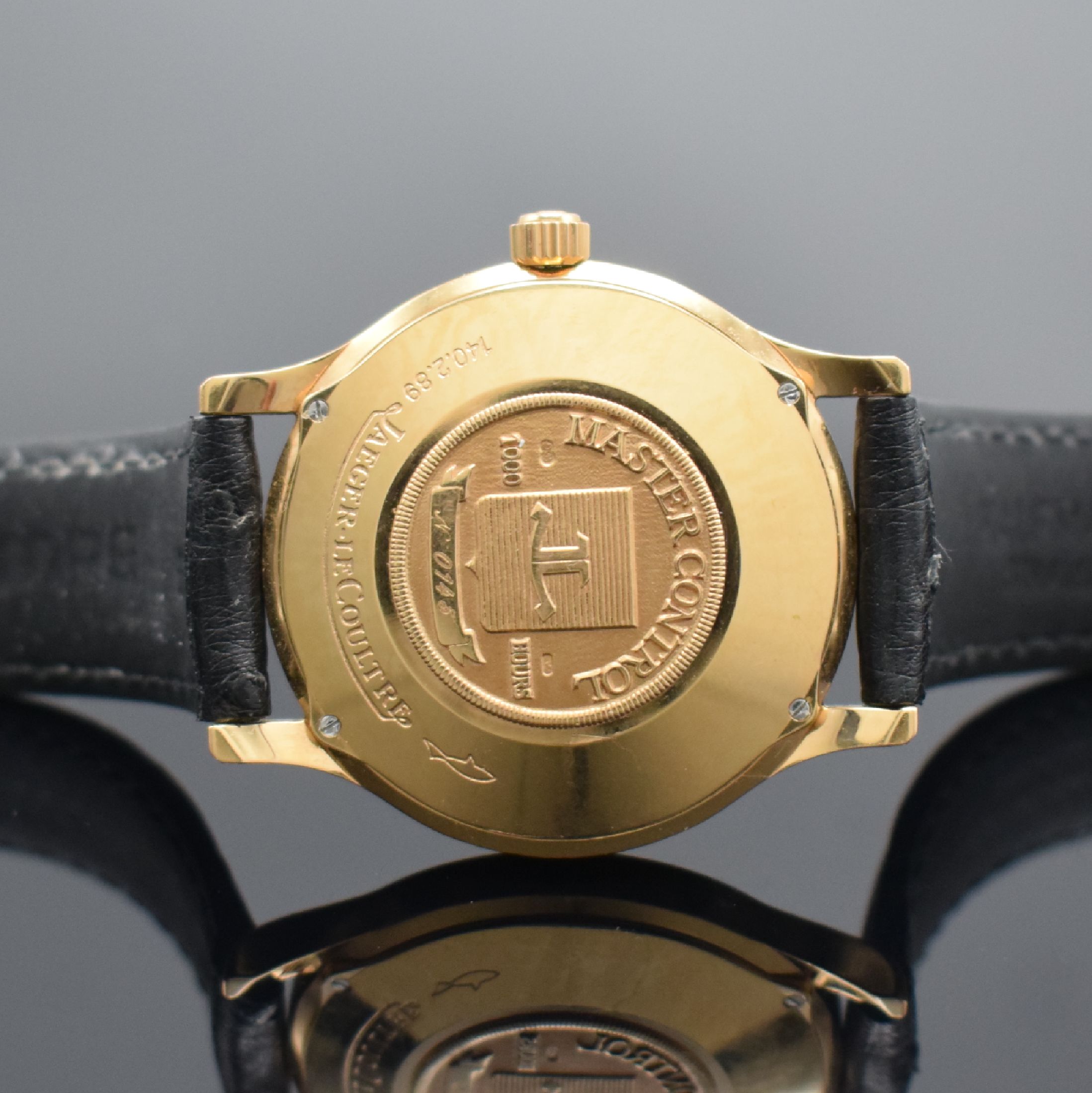 Detail e: Jaeger-LeCoultre Herrenarmbanduhr Master Control 1000 Hours in RG 750/000 Referenz 140.2.89, Schweiz verk. lt. beil. Pap. 01/1994, Automatik, neutr. ...