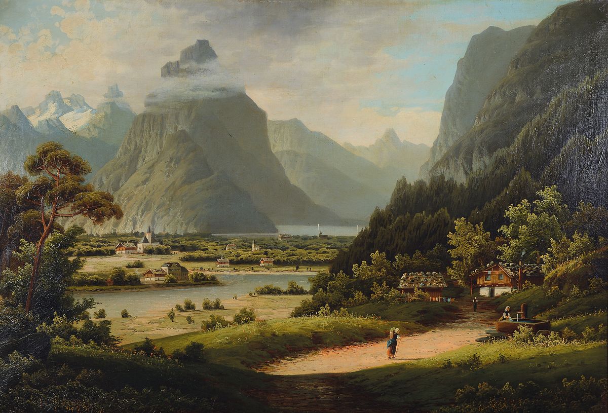 Detail a: Sander, Pseudonym des Johann Jungblut, 1860- 1912, 2 Pendants mit Landschaften an oberbayerischen Seen, mit Gebäuden und Personen, Öl/Lwd, eines ...