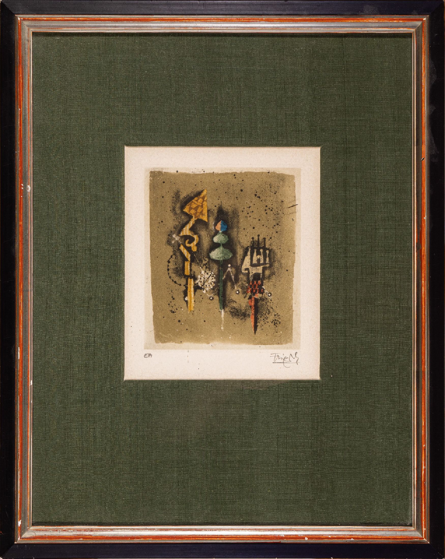 Friedländer, Johnny, 1912-1992, Konvolut aus 2 Farbaquatintaradierungen, je handsign., num. e.a. und 59/95, je unter Glas gerahmt, ca. 57x43cm, ca. ...