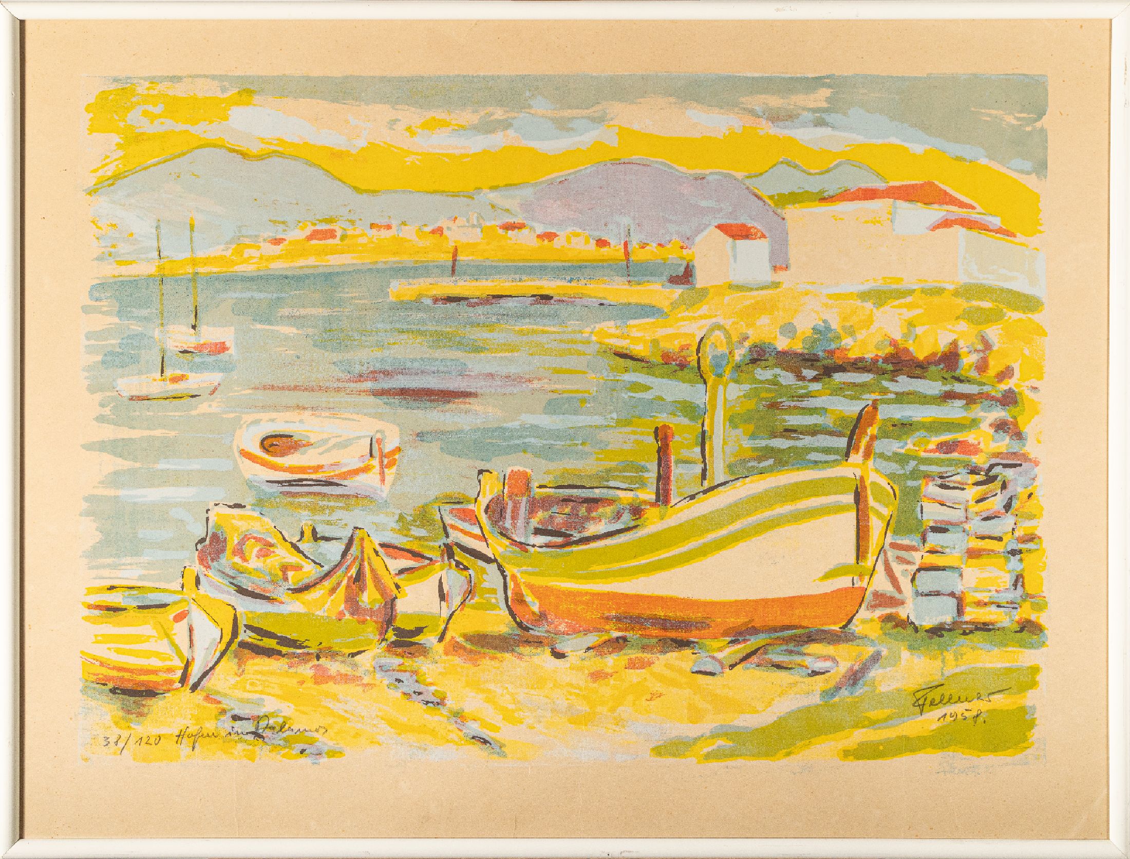 Detail b: Ludwig Fellner, 1917 Weißenburg - 2006 Neustadt, 2 Lithographien, Ansicht Heidelbergs mit Blick über die Alte Brücke aufdas Schloß und südliche ...