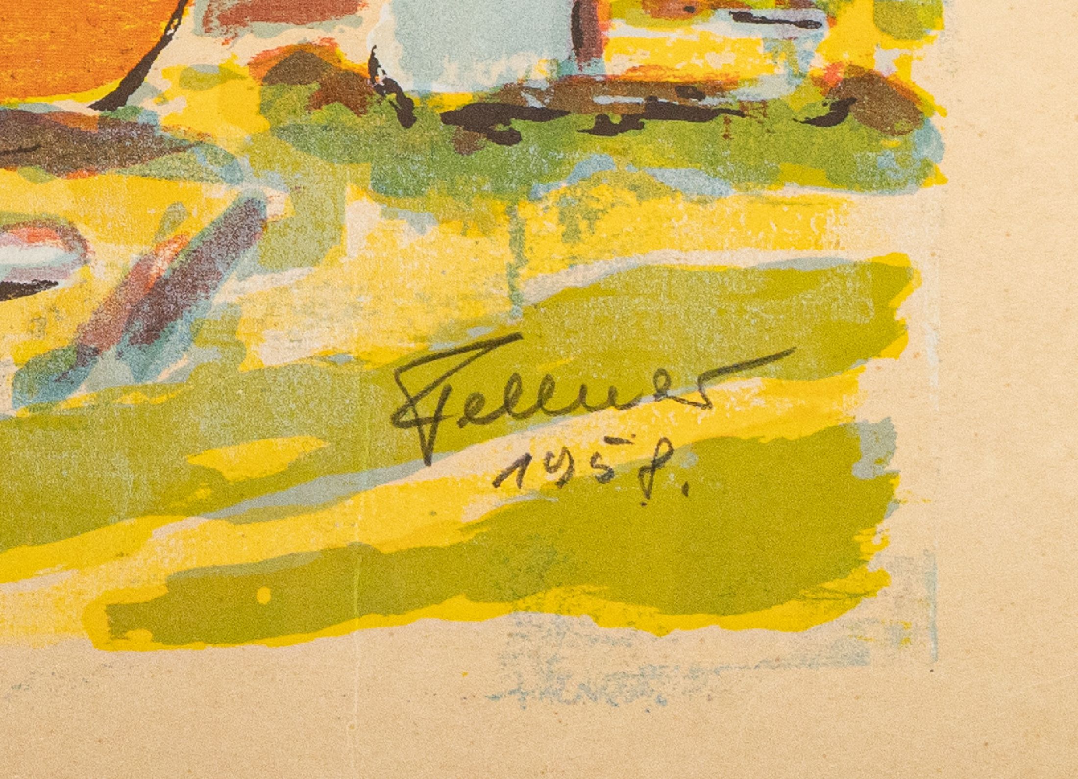 Detail c: Ludwig Fellner, 1917 Weißenburg - 2006 Neustadt, 2 Lithographien, Ansicht Heidelbergs mit Blick über die Alte Brücke aufdas Schloß und südliche ...