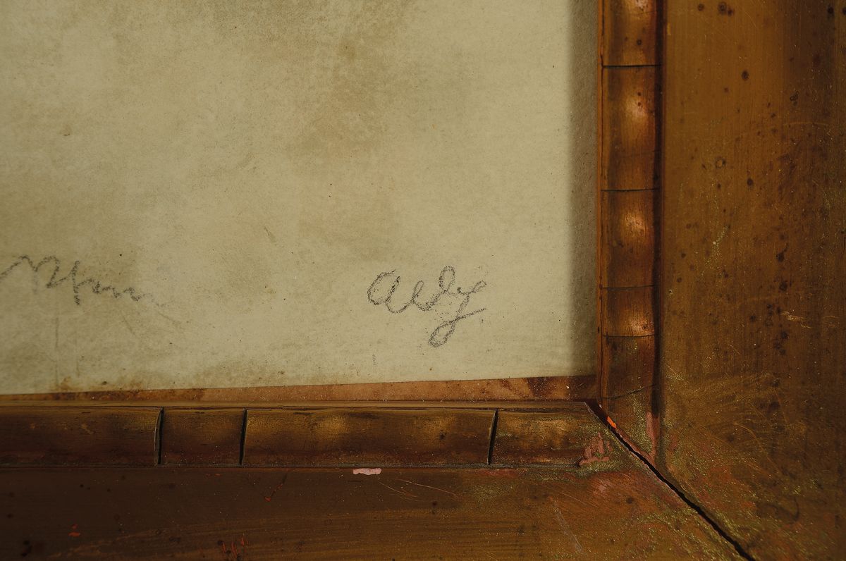 Detail a: Albert Haueisen, 1872 Stuttgart - 1954 Kandel, Wäscherinnen am Rhein, aquarellierte Tuschfederzeichnung, re. unten signiert, betitelt, ca. 33 x 47 ...