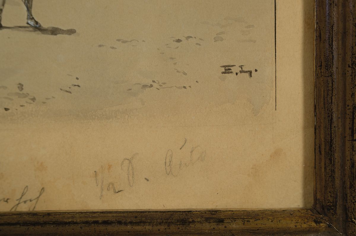 Detail a: Ernst Liebermann, 1869 Langenmüss - 1960 Beuerberg/Wolfratshausen, Illustrationsvorlage, "Ansicht von Debar (Dibra)", Tuschezeichnung ...