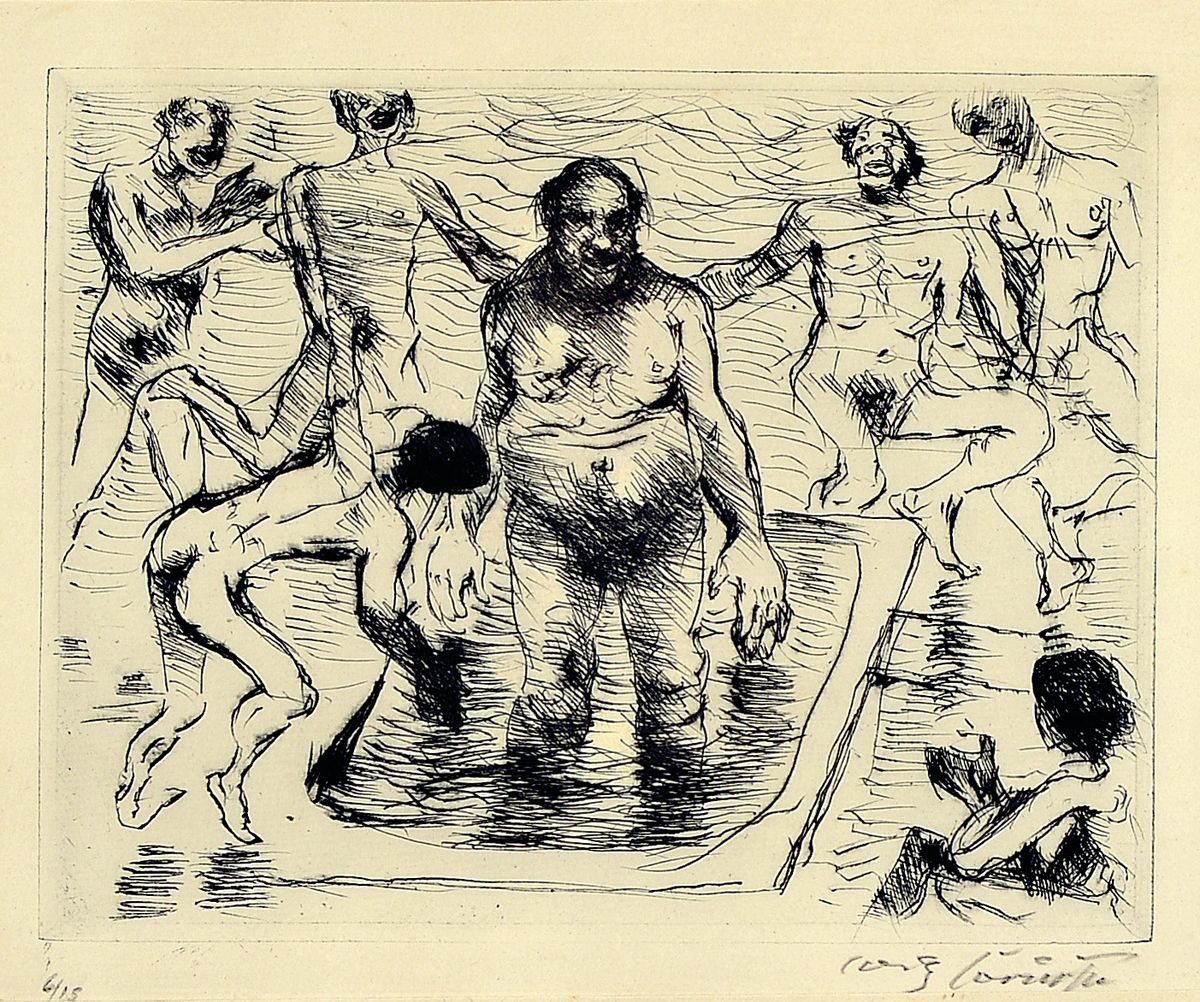 Lovis Corinth, 1858 Tapiau - 1925 Zandvoort,Radierung, "Trimalchio im Bade" aus "Das Gastmahl des Trimalchio" (München, ...