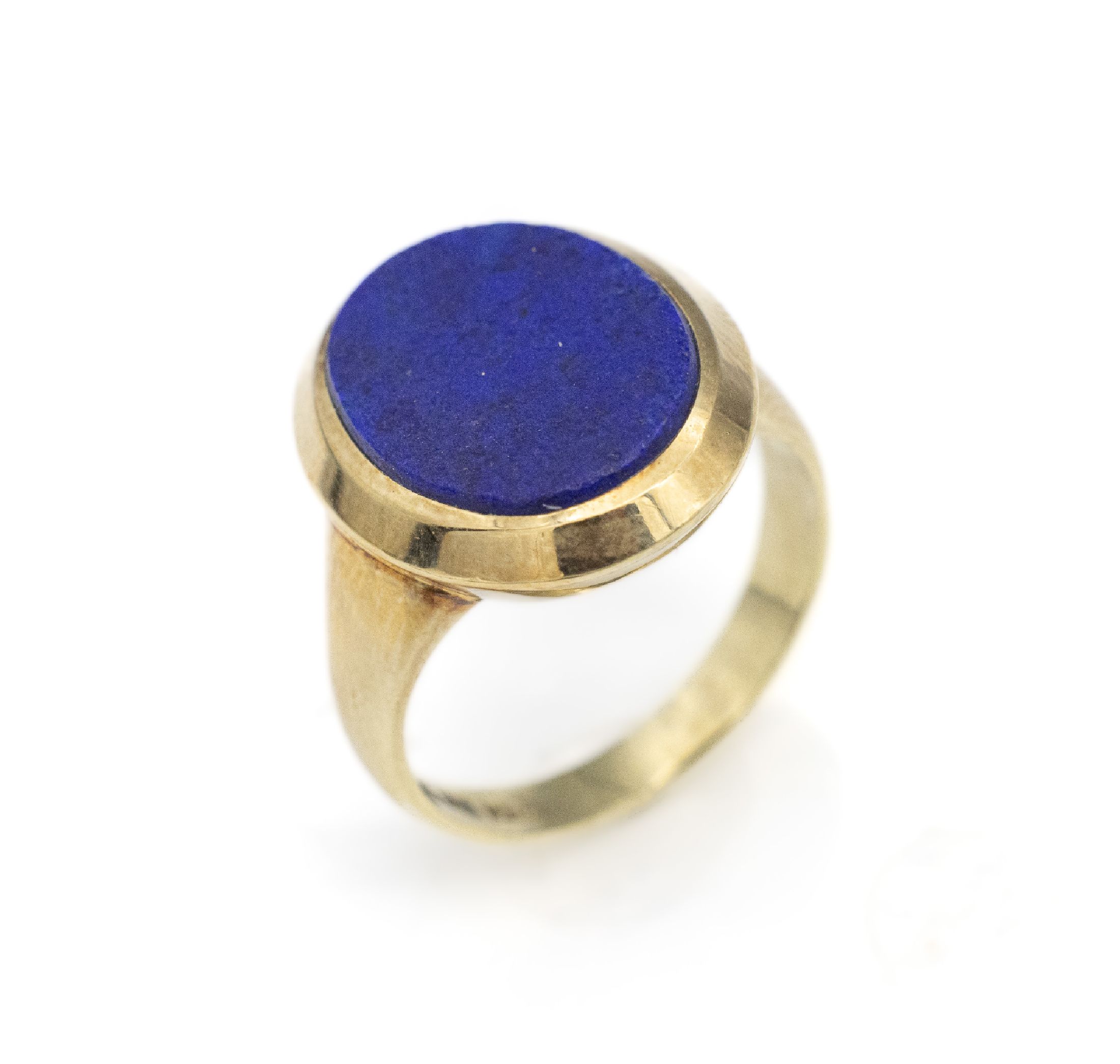 14 kt Gold Lapislazuli-Ring, GG 585/000, Lapislazuliplatte für Gravur frei, ca. 1.35 cmx 1.7 cm, ca. 10.3 g, RW 60