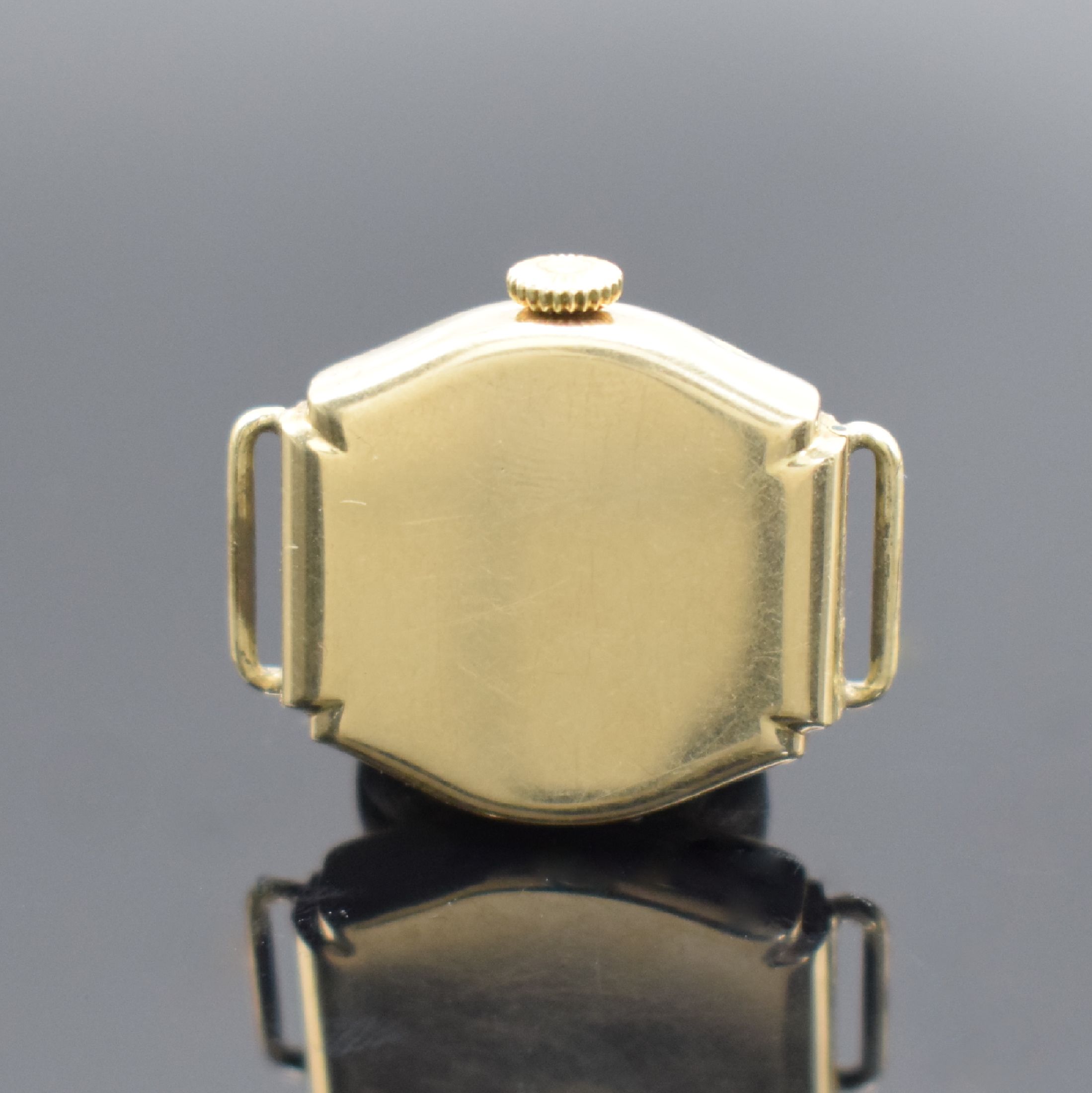 Detail a: IWC frühe Damenarmbanduhr in GG 585/000, Schweiz um 1930, Handaufzug, 2-teil. Scharniergeh., silb. pat. Zifferbl., gold. Zeiger, Ankerwerk m. ...