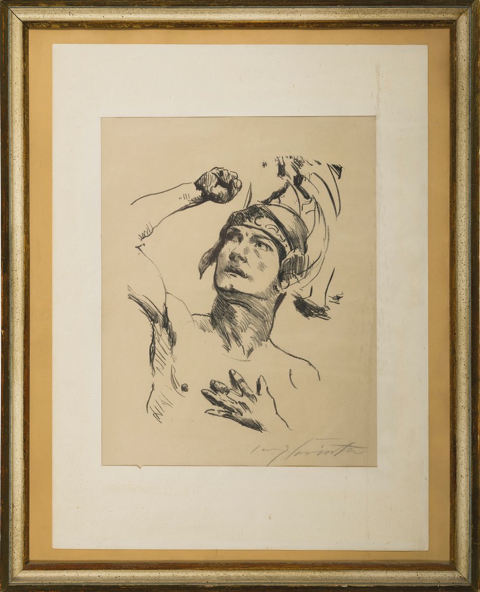 Detail k: Lovis Corinth, 1858 Tapiau - 1925 Zandvoort,Lithographie, römischer Krieger, zur Serie "Krieg und Kunst" gehörig, um 1914, Probedruck, ...