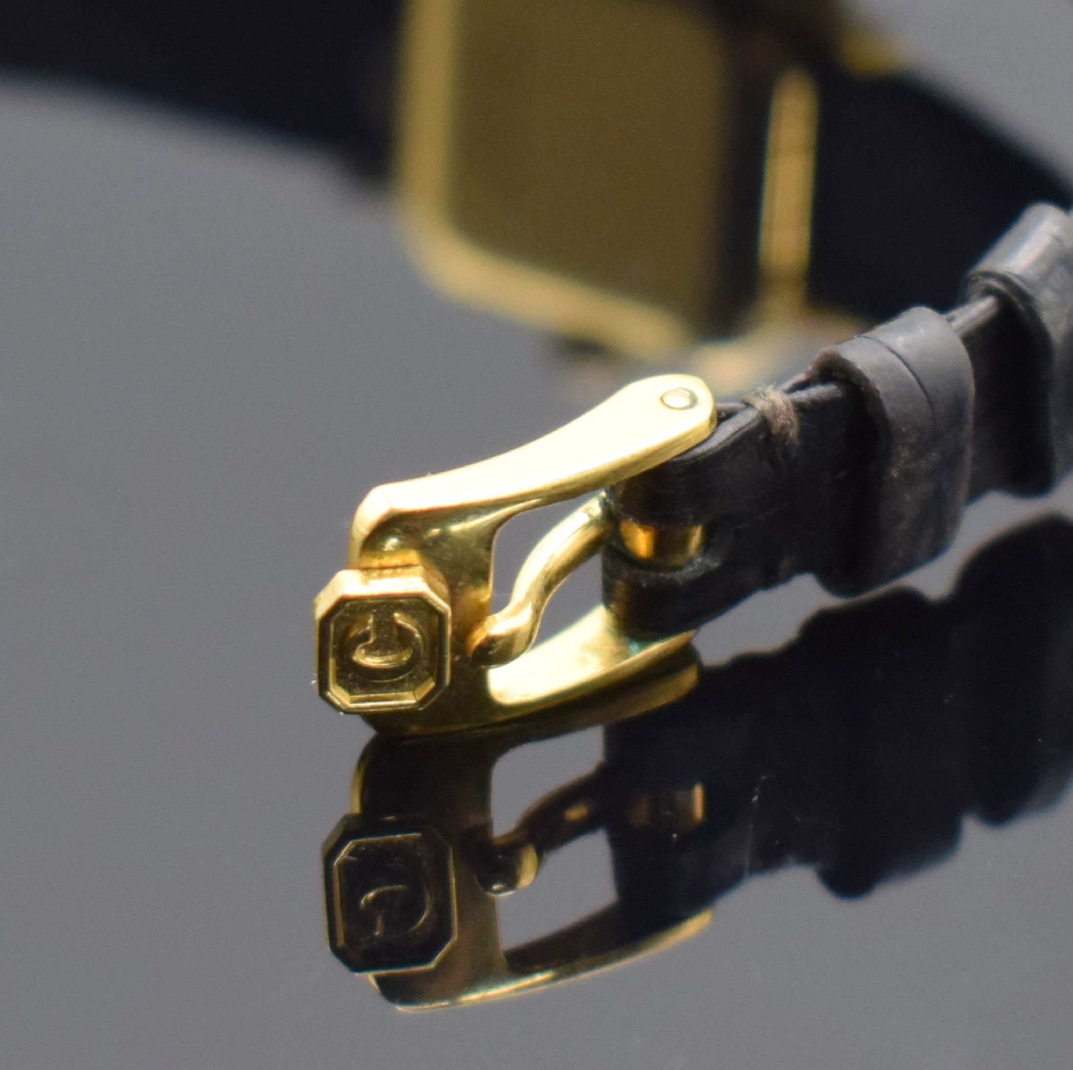 Detail b: CHOPARD Damenarmbanduhr in GG 750/000 Referenz 5087, Schweiz um 1975, Handaufzug, 2-teil. Geh., Boden aufgedr., orig. Lederband m. orig. verg. ...
