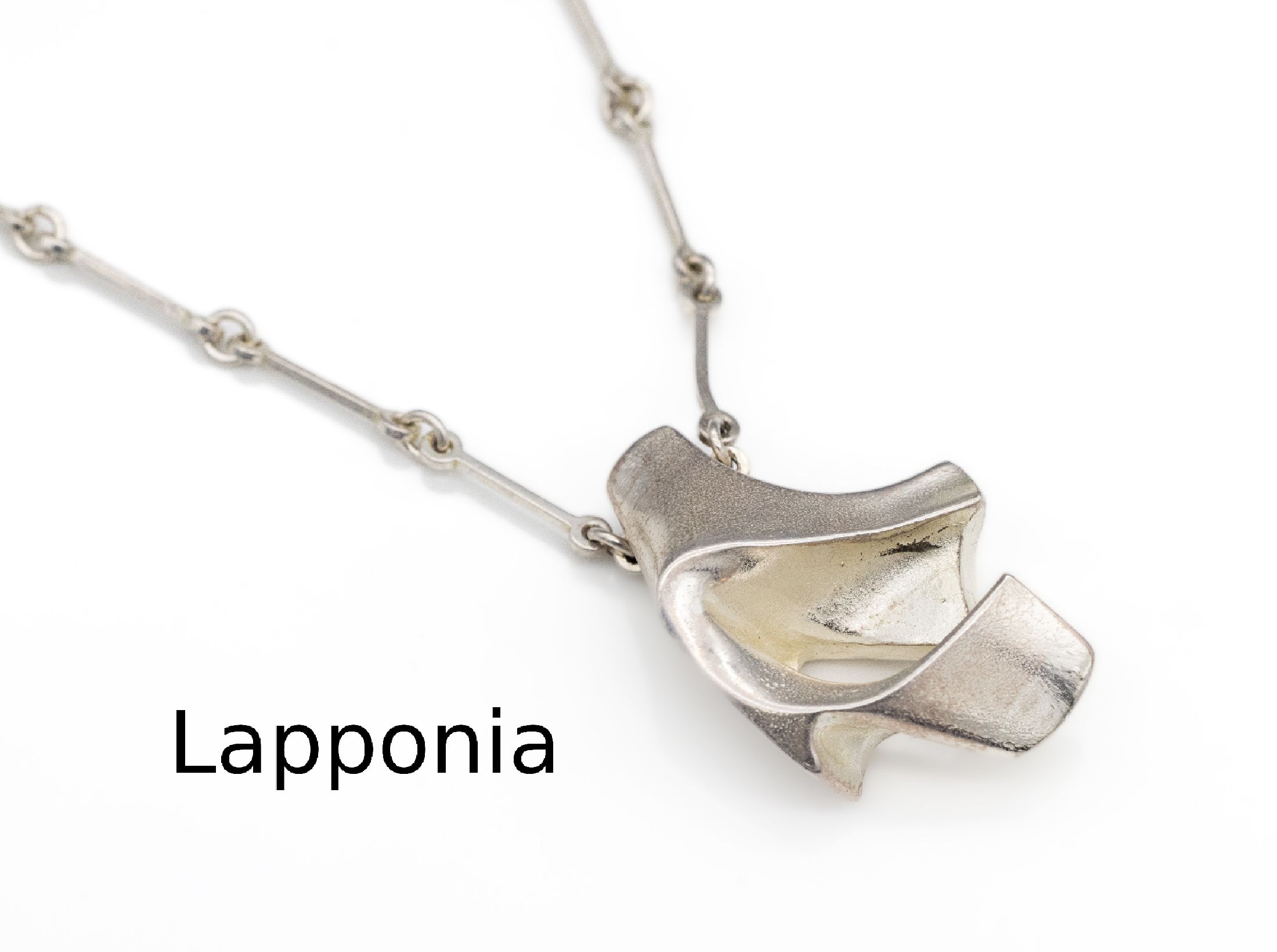 Silber LAPPONIA Collier, Finnland 1975, 925er Silber, typ. Design, L. ca. 46 cm, Hakenschließe
