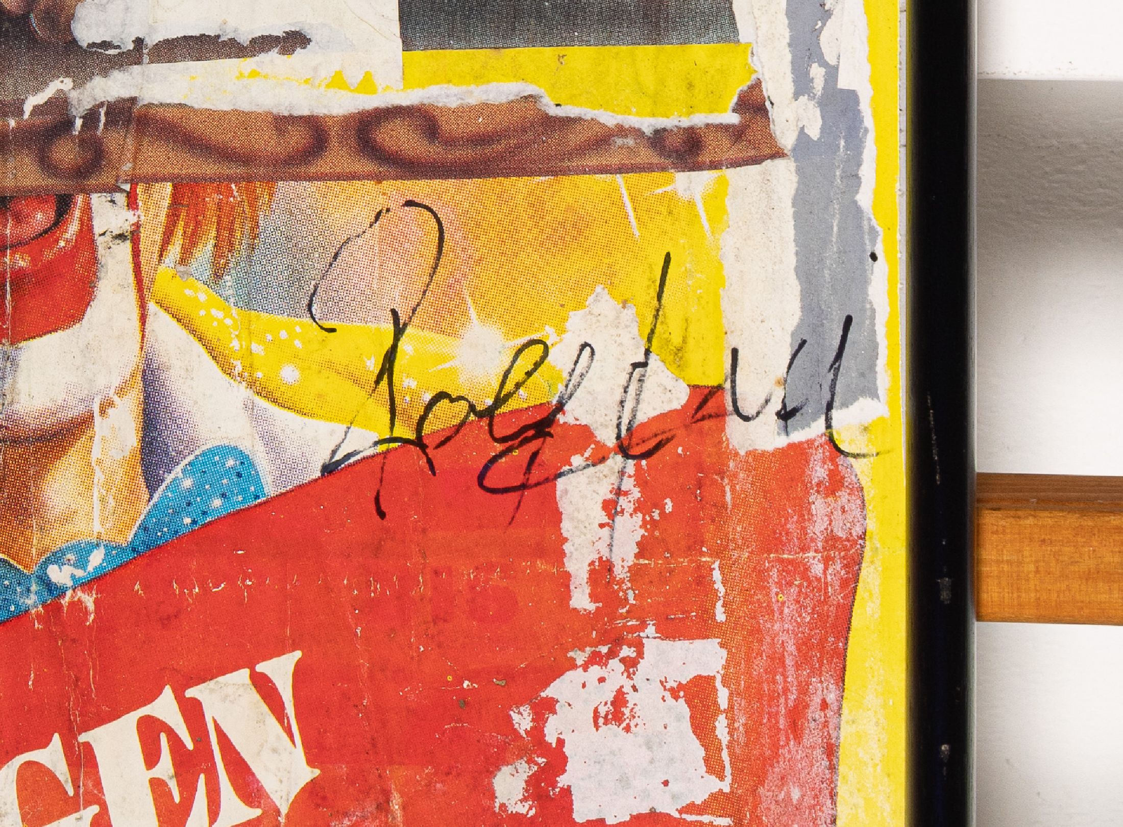 Detail a: Rolf Knie, geb. 1949 Bern, Collage aus Zirkus-Werbeplakaten, best., handsigniert, signiert unter Glas gerahmt, 90x47 cm