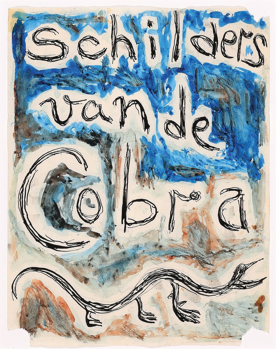 Plakatentwurf "Schilders van de Cobra", 1940er-Jahre, verso handschriftlich bez. als orig.Plakatentwurf für eine Ausstellung der ...