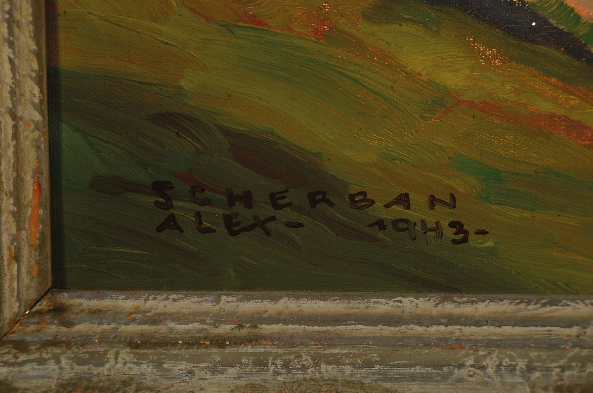 Detail a: Alexander Scherban, 1886 Wien - 1964 Nürnberg , Studium an der Wiener Kunstgewerbeschule und an der Akademie München, Alpenlandschaft, Blick wohl ...