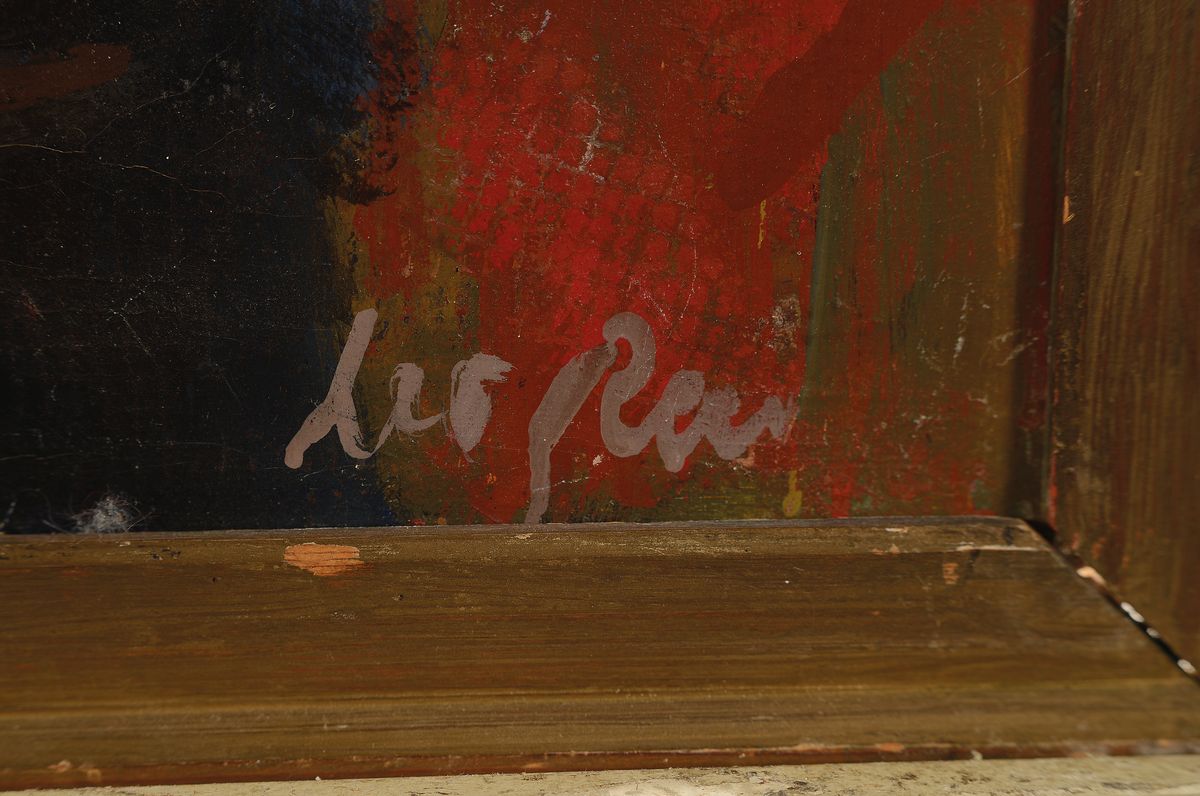 Detail a: Leo Reis, 1926 Malmö - 2001 Vellinge, Studium an der Skanska Malarskolan in Malmö und an der Akademie Valand in Göteborg, "Spelman" so ...