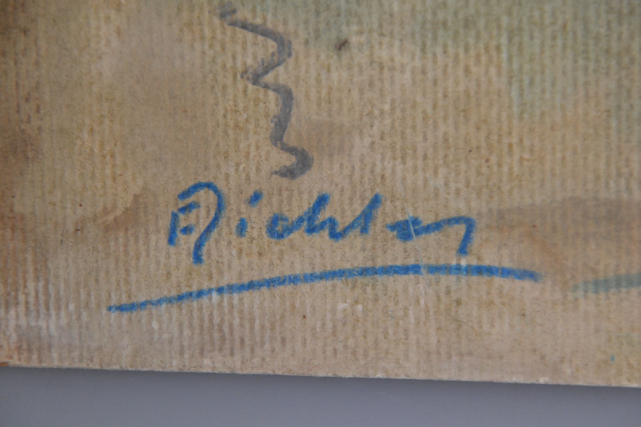 Detail a: Franz Richter, geb. 1921 Frankfurt am Main, Ausbildung in Frankfurt, Mitglied der Gruppe Junge Kunst und der Gruppe 57, hier: Blick auf Stadt und ...