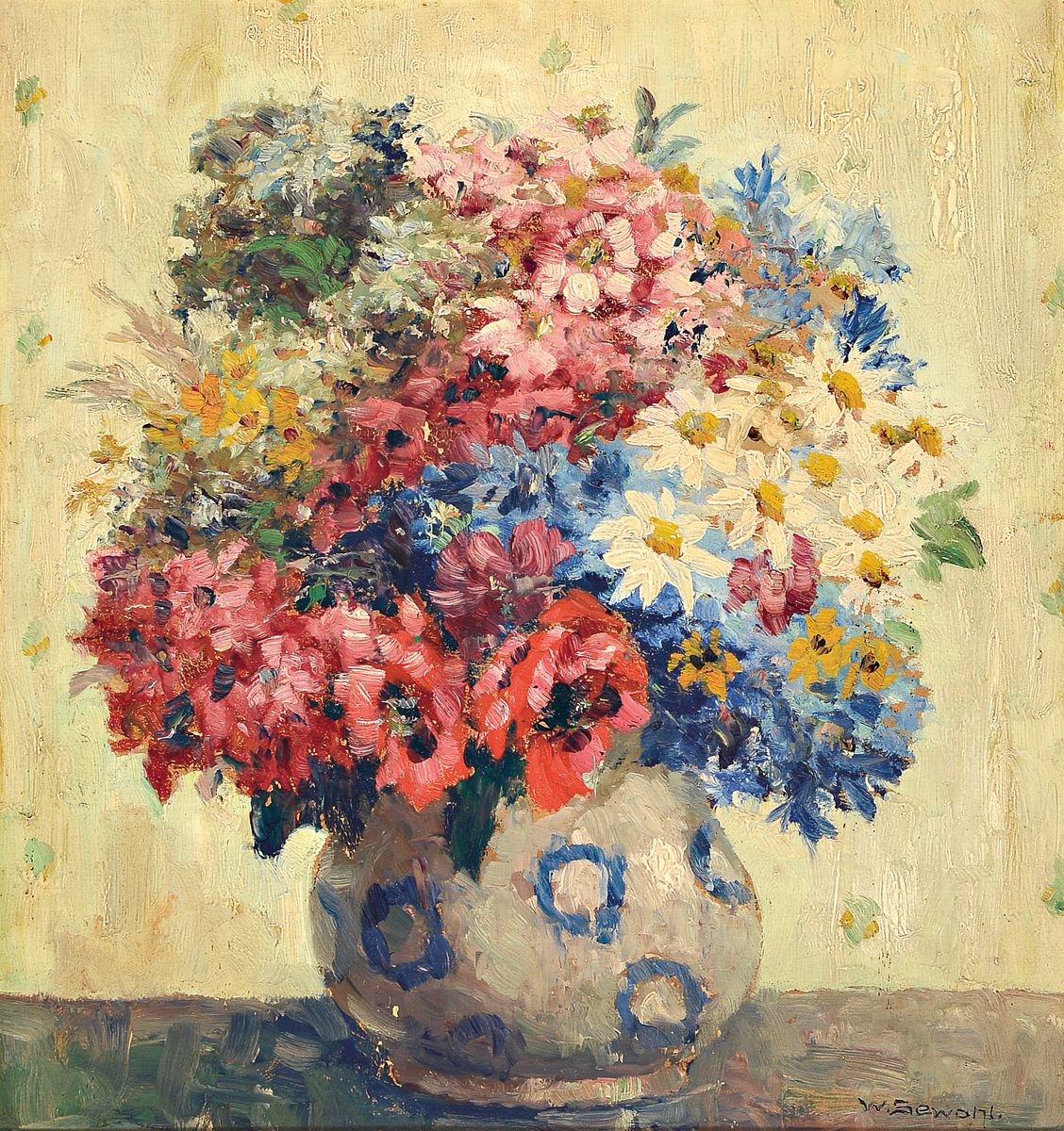 Waldemar Sewohl, 1887 Rostock - 1967 Berlin,Fotografenlehre in Berlin, später Meisterschüler von Wilhelm Blanke, Blumenstillleben, Sommerstrauß in ...