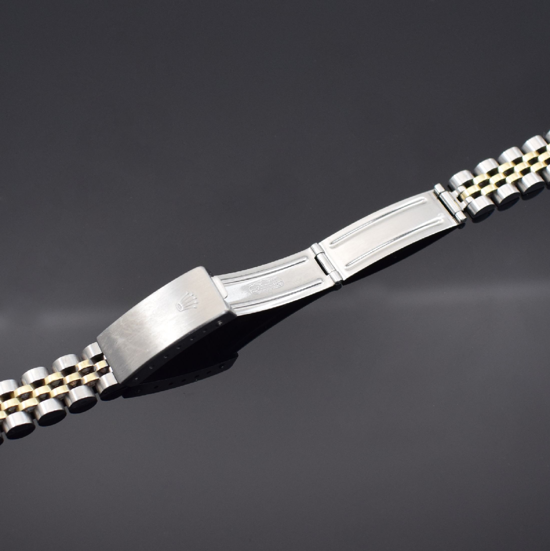 Detail c: ROLEX Jubilee-Armband für Referenz 6917/69173 in Stahl/Gold, Schweiz um 1982, Damenuhrband Ref. 62523-D14, Anstoß-Ref. 468 J, Rolex- Mäppchen ...