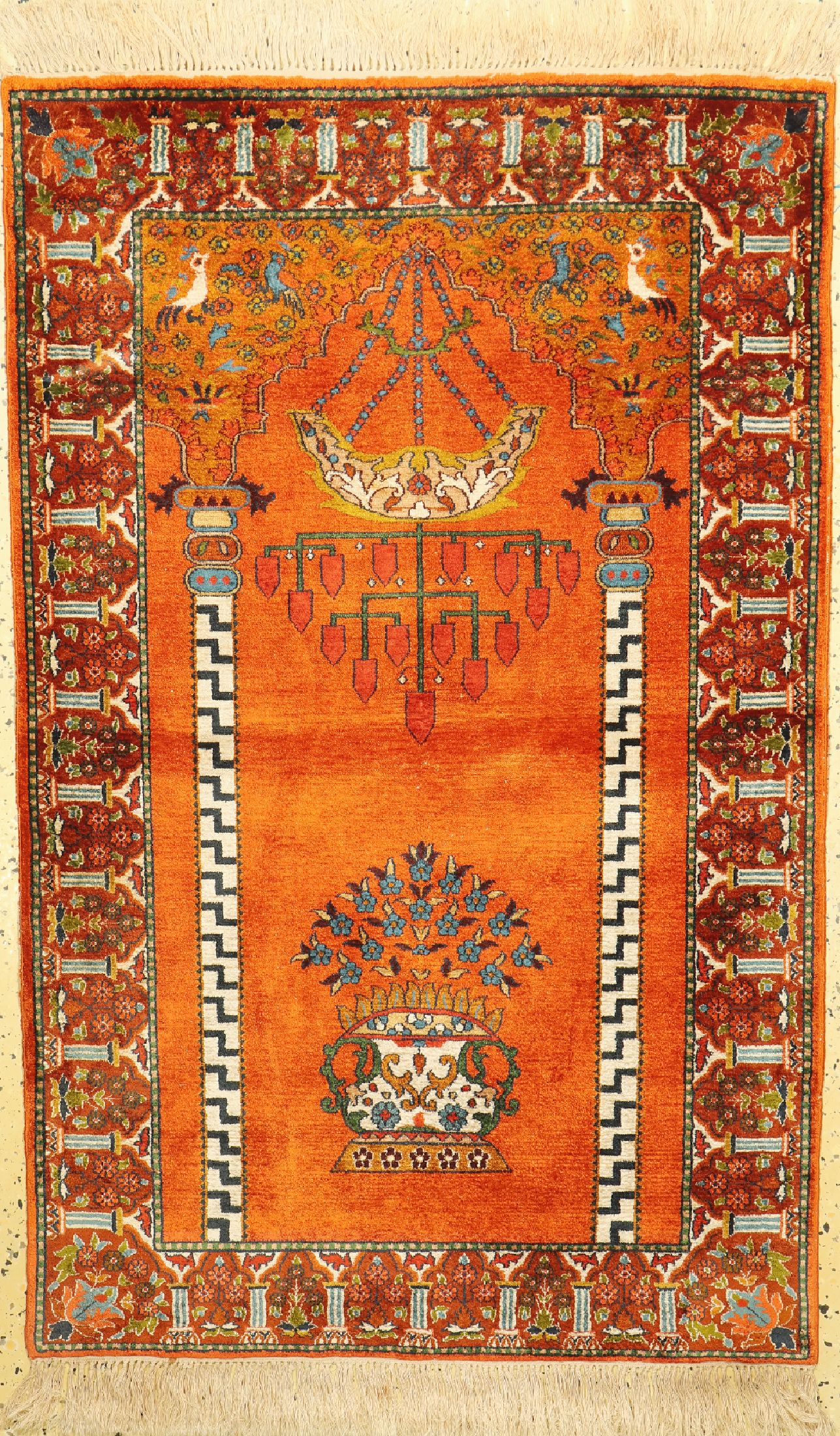 Kaschmir Seide fein, Indien, ca. 50 Jahre, Seide, ca. 150 x 92 cm, EHZ: 2