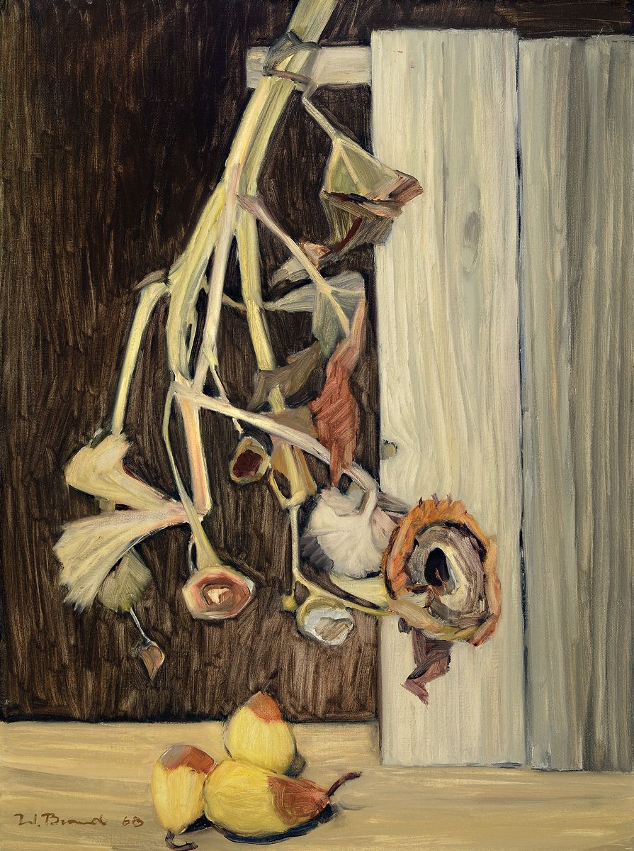 Werner Brand, 1933 Löbau-2021 Hochstadt/Pfalz, Stillleben mit Sonnenblumen und Birnen, Öl/Lwd, links unten signiert und dat. 68, ca. 80x60cm, R. ...