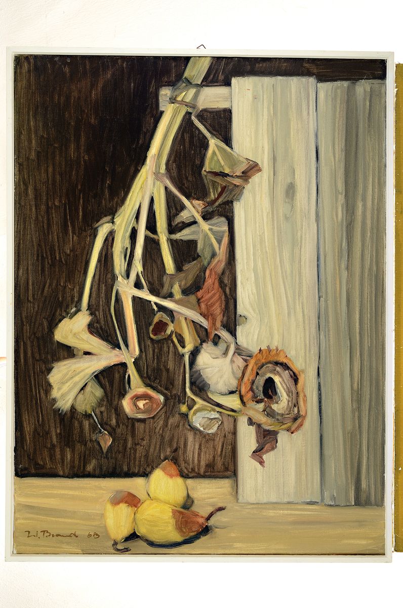 Detail k: Werner Brand, 1933 Löbau-2021 Hochstadt/Pfalz, Stillleben mit Sonnenblumen und Birnen, Öl/Lwd, links unten signiert und dat. 68, ca. 80x60cm, R. ...
