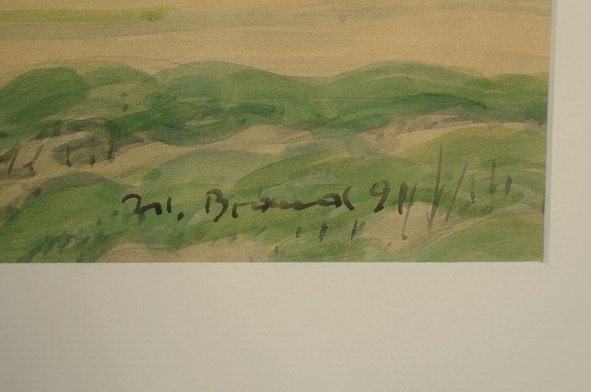 Detail a: Werner Brand, 1933 Löbau-2021 Hochstadt/Pfalz, Pfälzer Landschaft mit Rebzeilen, Aquarell auf Papier, rechts unten signiert und dat. 91, ca. ca. ...