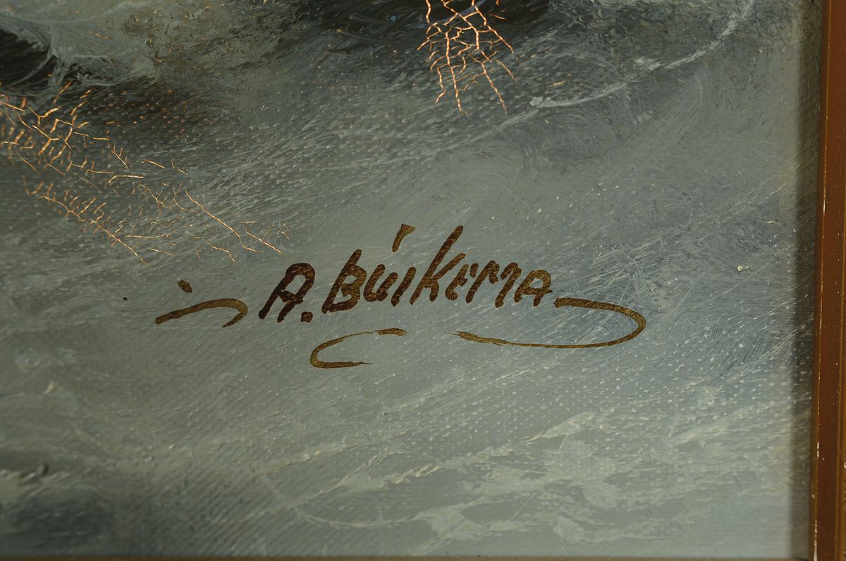 Detail a: Albert Buikema, 1949 Waddinxveen - 1994, maritime Landschaft, Küstenlandschaft mit stürmischer See, signiert, Öl/Lwd, Rahmen, 65x75cm