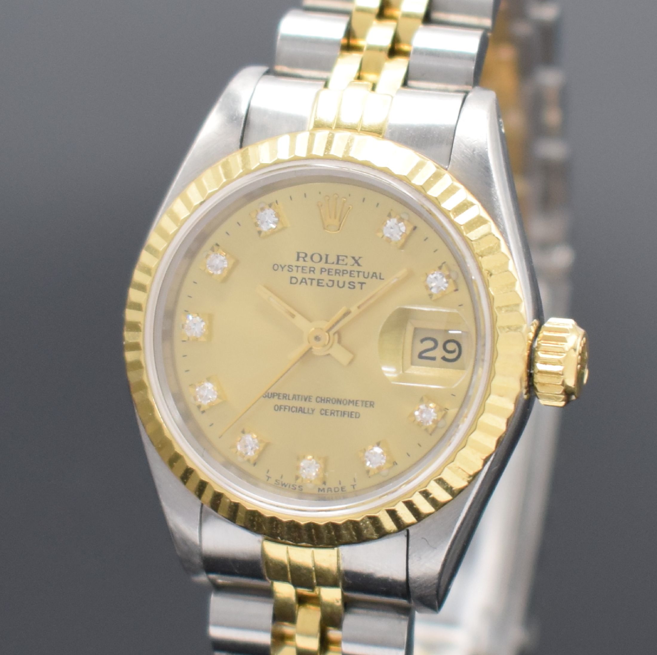 Detail a: ROLEX Datejust Referenz 69173 Damenarmbanduhr in Stahl/Gold, Schweiz um 1990, Automatik, verschr. Oystergeh., Saphirglas, Jubileeband Ref. 62523D.18, ...