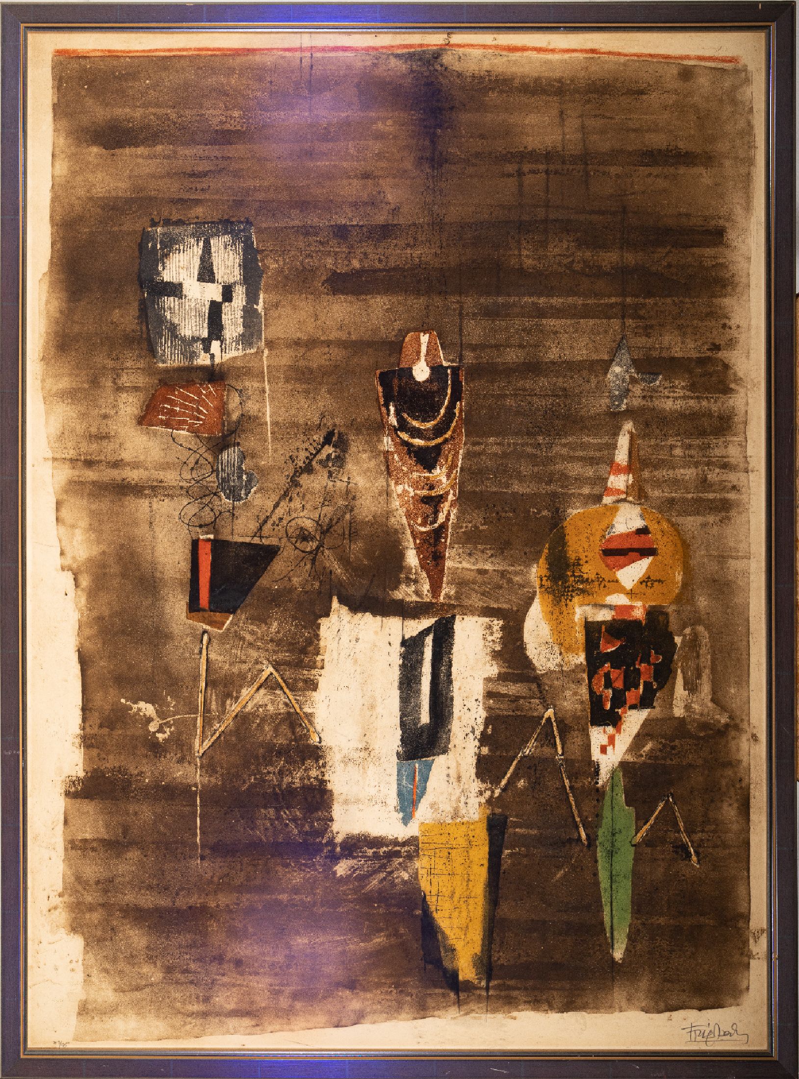 Johnny Friedländer, 1912-1992, große Farblithographie, handsigniert und num. 79/95, ca. 100x75cm, u.Gl., R. ca. 105x80cm