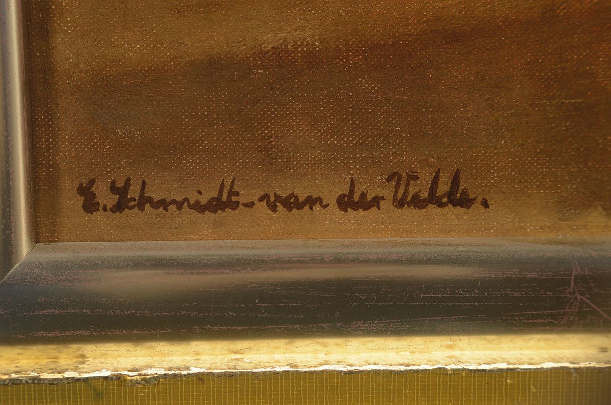 Detail a: Else Schmidt van der Velde, 1904-1987, Studium an der Kunstakademie Düsseldorf und bei Andre Lhote in Paris, mehrere Ausstellungen in Düsseldorf, ...
