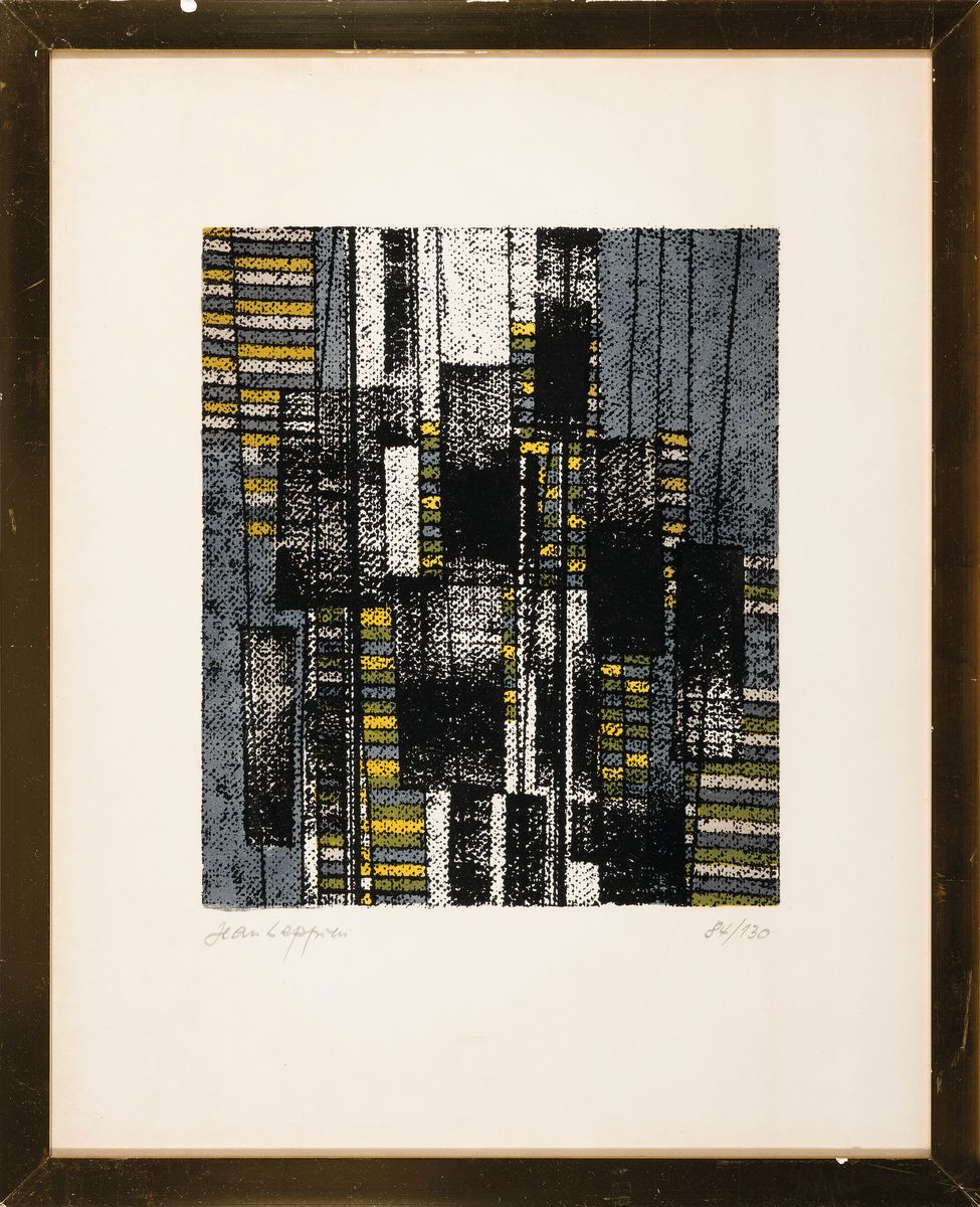 Jean Leppien, 1910 - 1991, Farblithografie, signiert und num. 84/130. ca. 34 x 29 cm, unter Glas, Rahmen