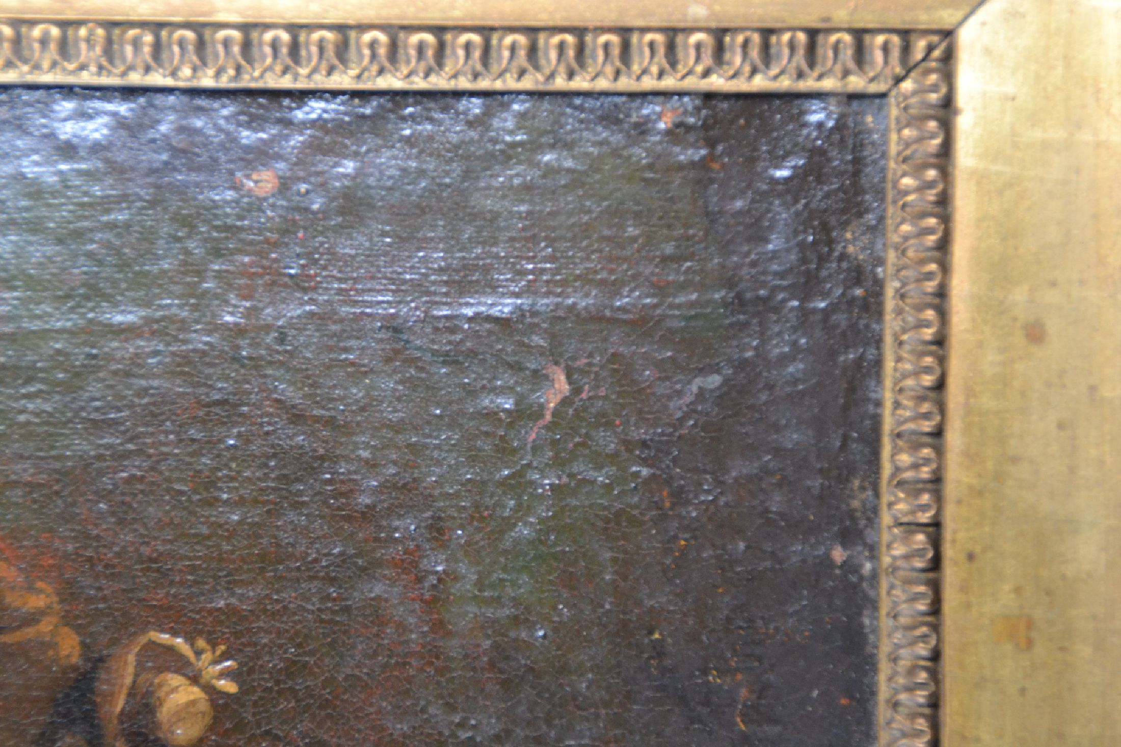 Detail d: Unbekannter Künstler, wohl Frankreich, um 1680-1720, 5 Edelleute zu Pferd, Öl/Lwd, feine lasierende Malerei, gelungene Darstellung des Stolzes von ...