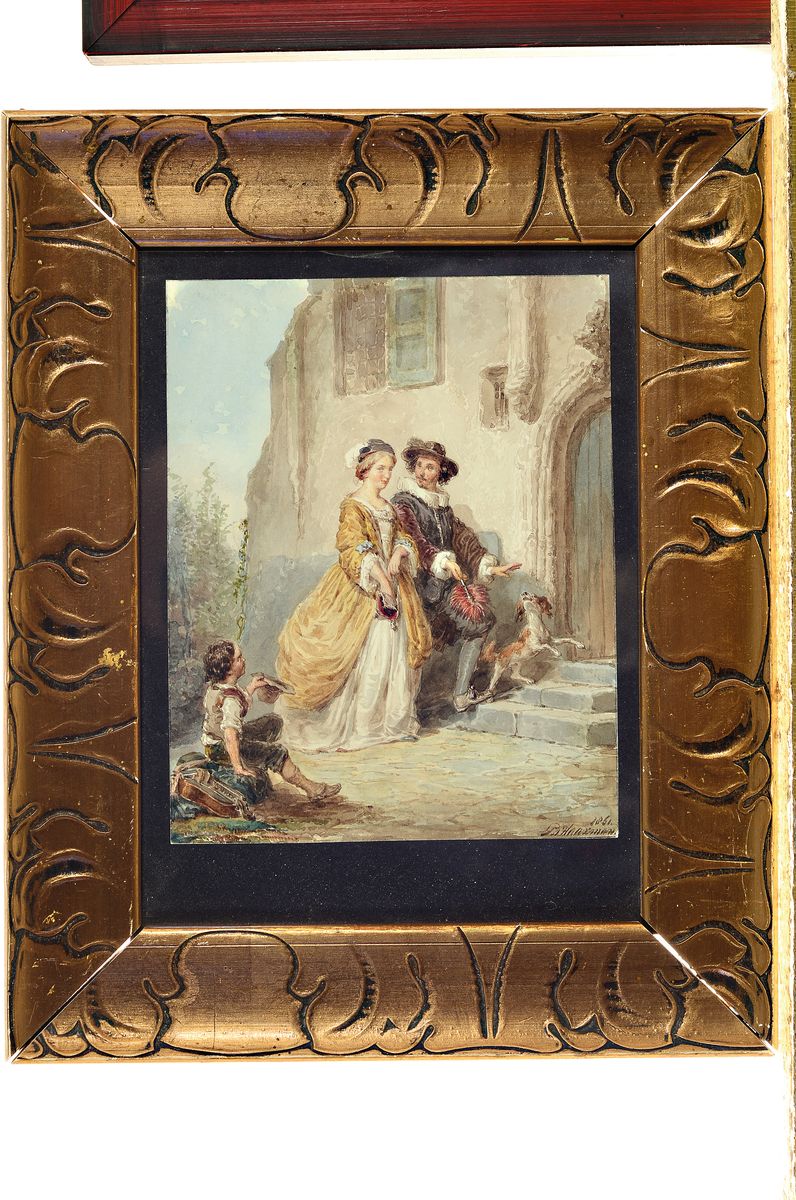 Detail k: Pieter Alardus Haaxmann, 1814-1887 Delft, niederländischer Genre- und Figurenmaler, Schüler von C. Kruseman und C.O. van der Grient, Der kleine ...