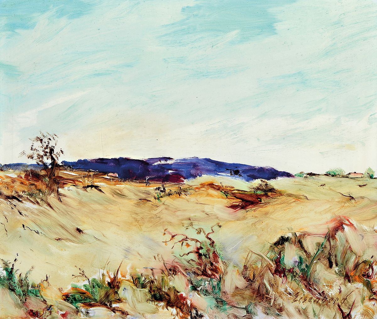Alexander Eisenberg, zeitgen. Maler aus Tilsit, Schüler von Bruno Wiese und an der Academie Grande Chaumiere in Paris, hier: Landschaft in den ...