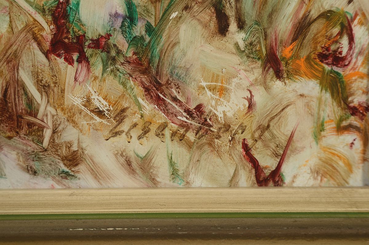 Detail a: Alexander Eisenberg, zeitgen. Maler aus Tilsit, Schüler von Bruno Wiese und an der Academie Grande Chaumiere in Paris, hier: Landschaft in den ...