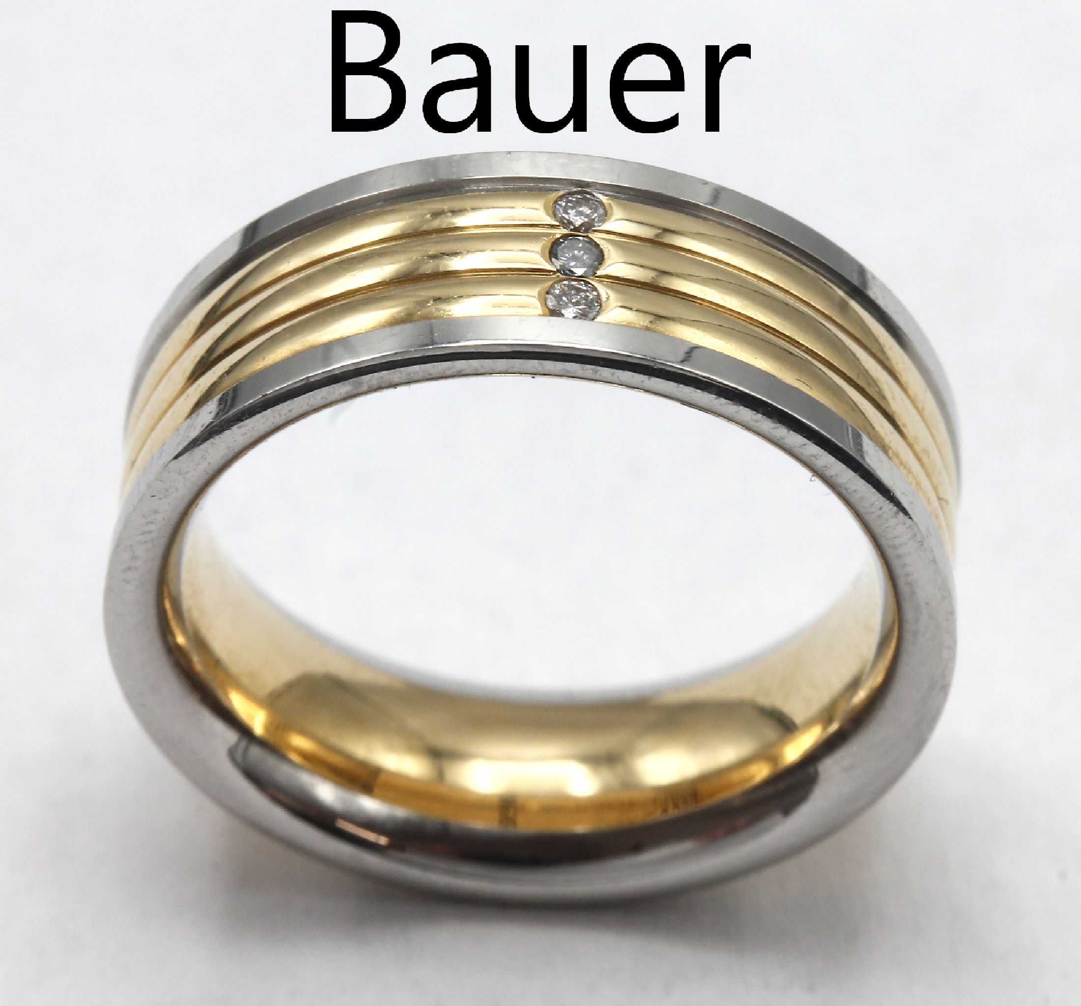 Brillant-Ring, GG 750/000 und Platin, Meistermarke CHRISTIAN BAUER, 3 Brillanten zus. ca. 0.03 ct feines Weiß/si, ca. 14.1 g, RW 54