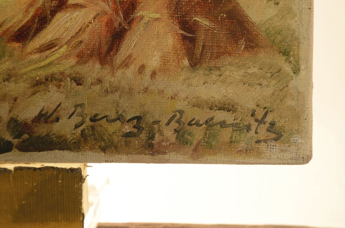 Detail a: Willy Benz-Baenitz, 1881 Berlin-1957 Bremen, Norddeutsche Landschaft mit Getreidefeld, Öl/Lwd, rest., rechts unten signiert, ca. 70x 100cm