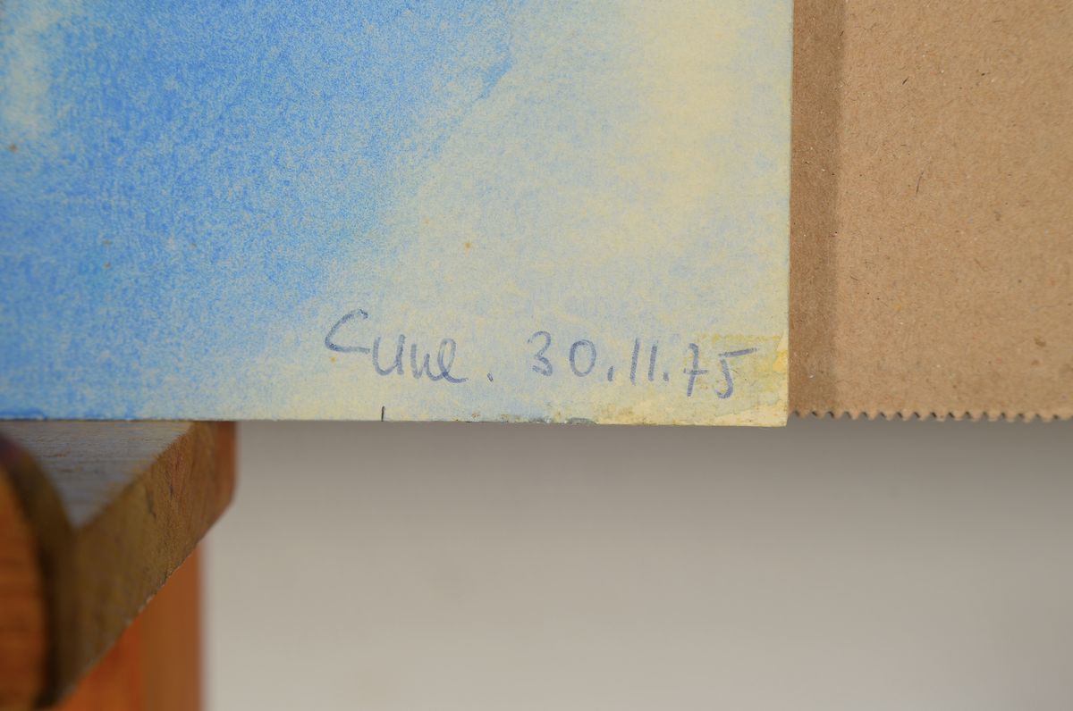 Detail e: Christian Uhl, geb. 1956 Speyer, Studium an der Akademie Karlsruhe bei Prof. Kirkeby, hier: ohne Titel, Gouache auf Papier, rechts unten signiert und ...