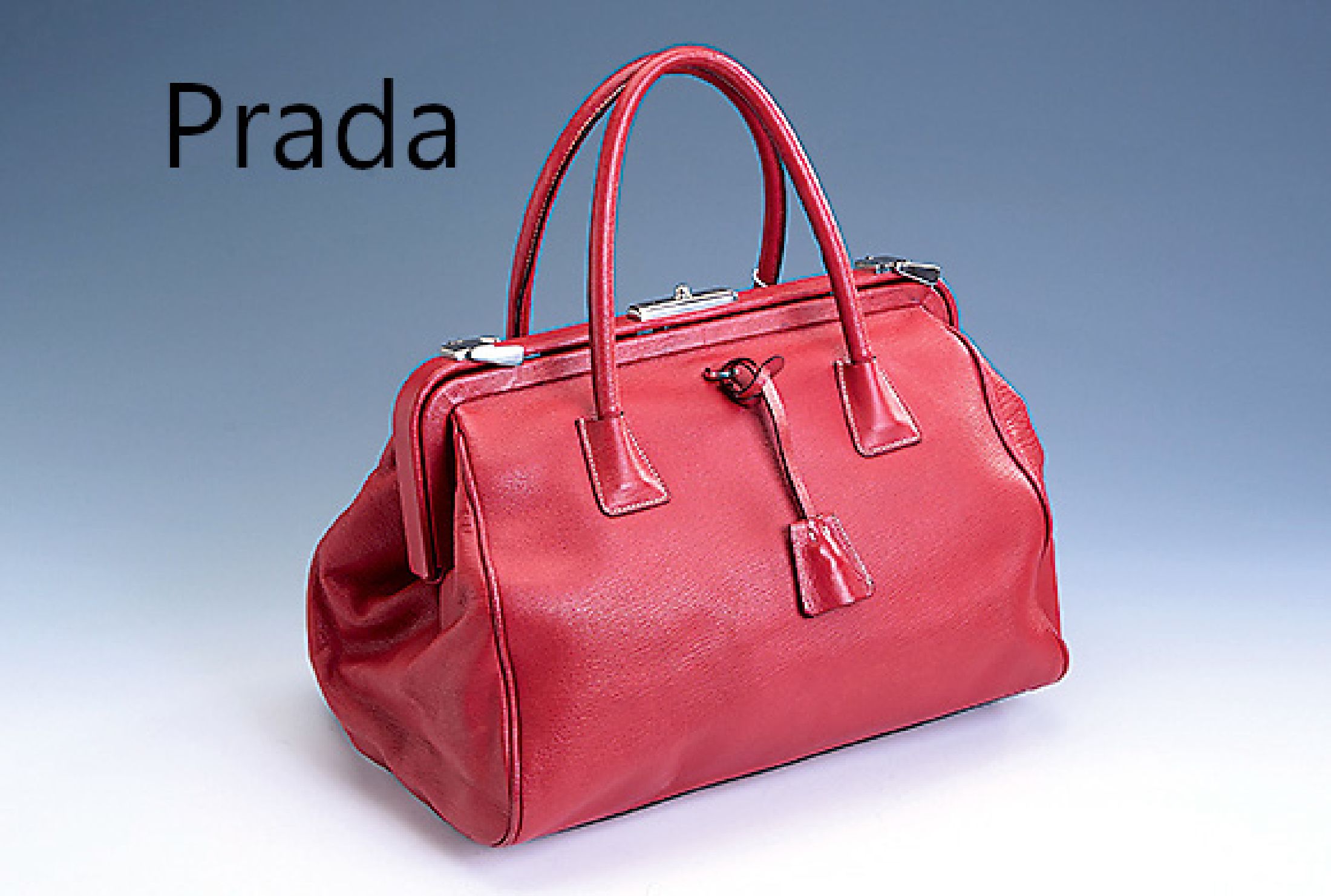 PRADA Tasche, B 1176, Doctor's Bag, Vintage, Leder, Farbe Rubino, schwarzes Innenfutter mit Logo, 1 seitl. Reißverschlußfach, 3 ...
