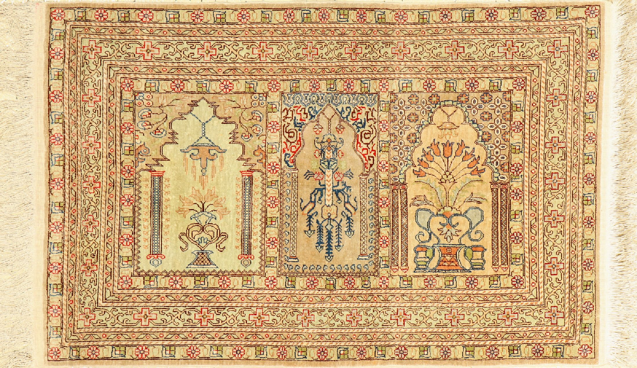 Hereke Seide Saf, Türkei, ca. 60 Jahre, reine Naturseide, ca. 115 x 73 cm, EHZ: 1