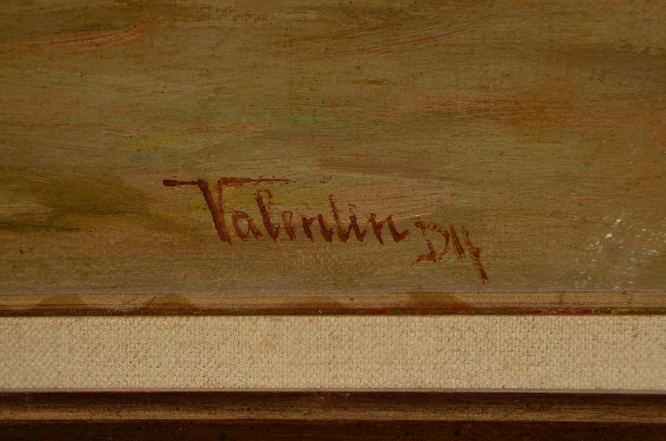 Detail a: Karl Valentin, 1892 - 1948, Magd mit Tieren im Hof, Öl/Lwd, signiert, ca. 50 x 60 cm