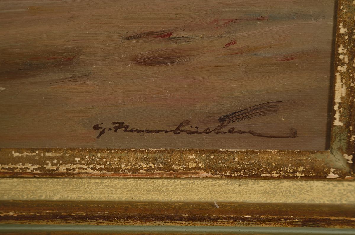 Detail b: Georg Hambüchen, 1901 - 1971, Zwei Ölgemälde, Fischerboote im Trockendeck, Öl/ Lwd, signiert, ca. 50 x 40 cm, bzw. 38 x 46 cm, beide mit Rahmen, ...