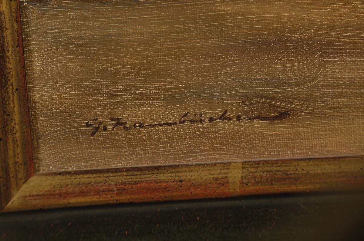 Detail c: Georg Hambüchen, 1901 - 1971, Zwei Ölgemälde, Fischerboote im Trockendeck, Öl/ Lwd, signiert, ca. 50 x 40 cm, bzw. 38 x 46 cm, beide mit Rahmen, ...