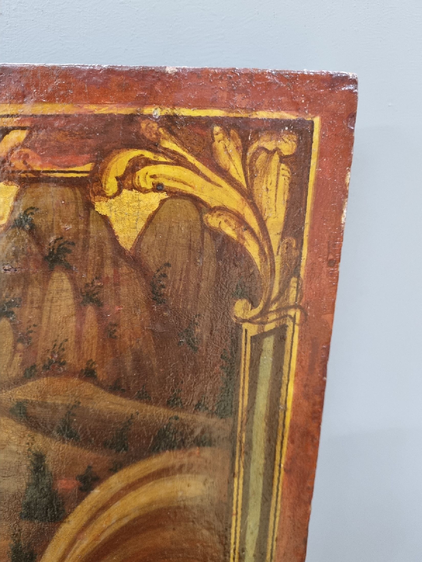 Detail j: Ikone, Mitte 19. Jh., Tempera auf Holz, Die Auferstehung des Lazarus, im Hintergrund die Stadtsilhouette von Bethanien, restauriert bzw. ...