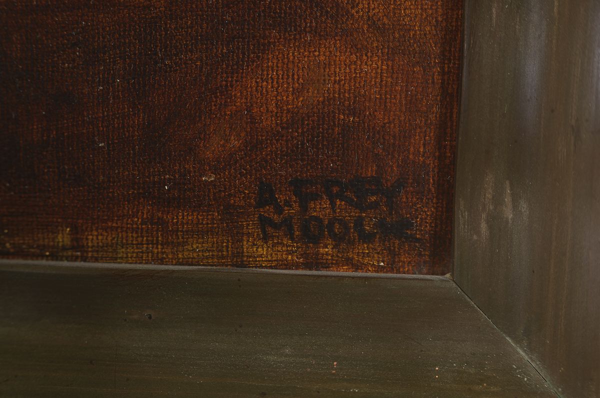 Detail a: Adolf Frey-Moock, 1881 Jons/St.Gallen - 1954 Steinbrunn, Ausbildung an der Gewerbeschule St. Gallen u. Lehre als Dekorations- u. Kirchenmaler, ab ...