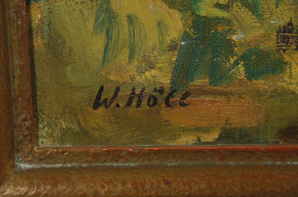 Detail a: Werner Höll, 1898 Freiburg - 1984 Reutlingen , Studium an der Akademie Karlsruhe u.a. bei Albert Haueisen, "Insel Mainau" so verso bez., ...